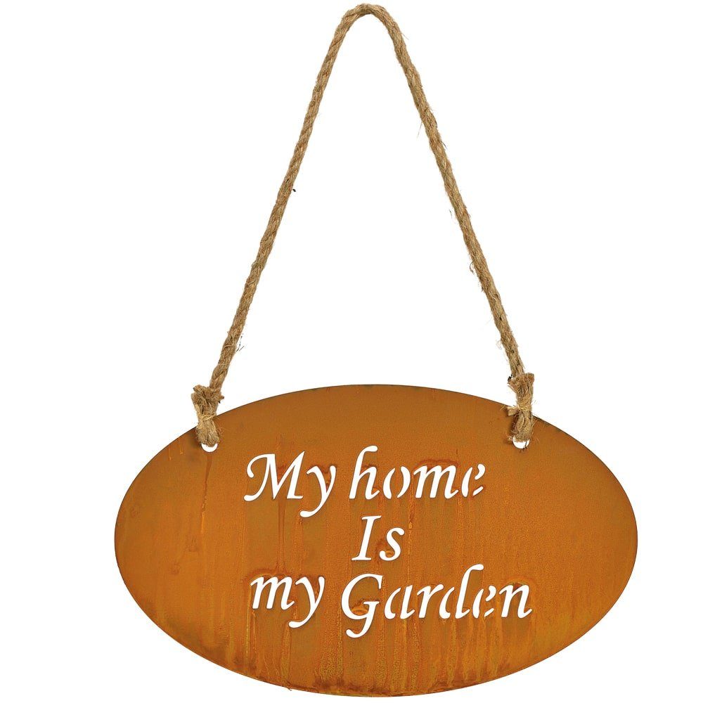 matches21 HOME & HOBBY Gartenfigur Schild Metall Rostoptik Gartendeko 30x18 cm 1 Stk My home Garden, (1 St) | Figuren