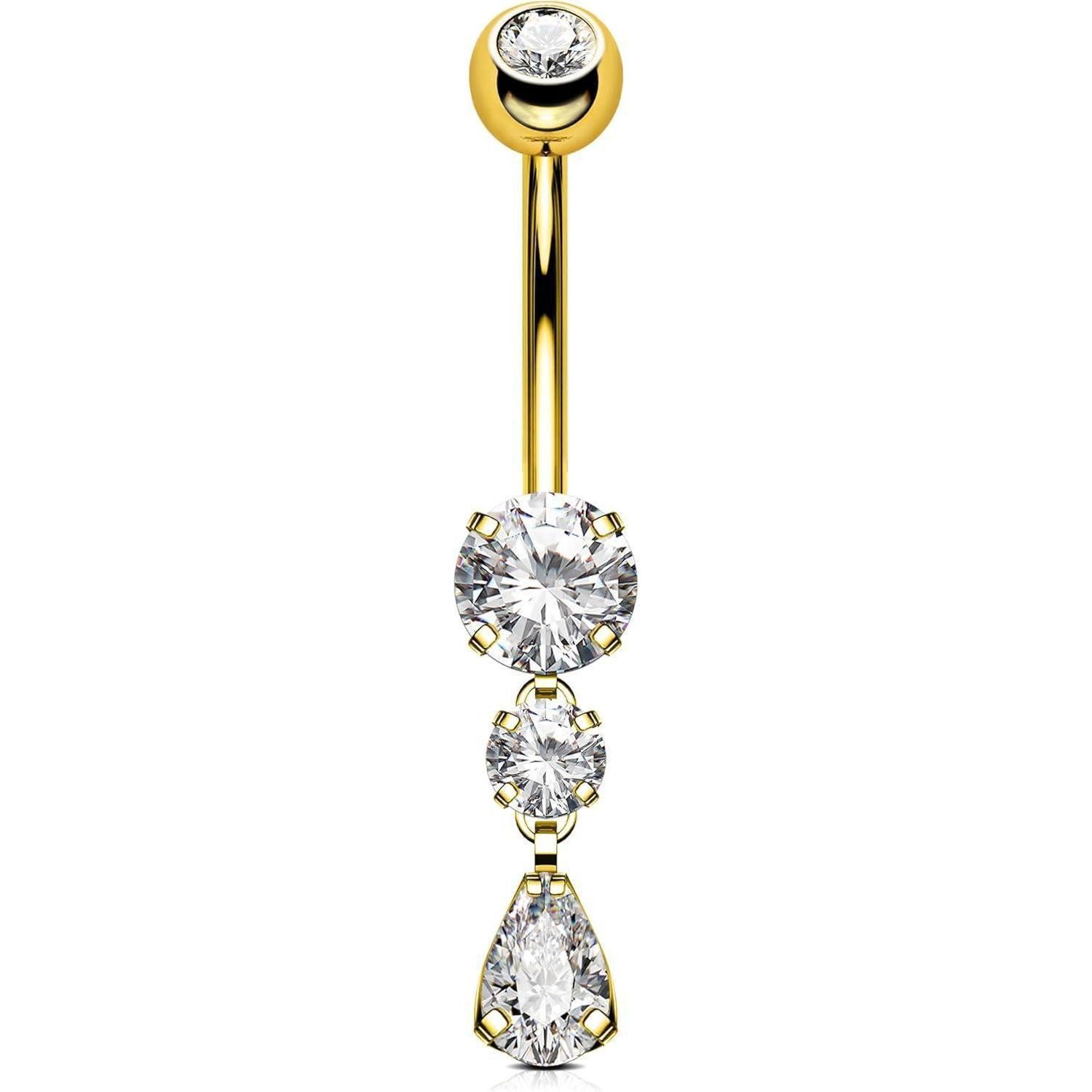 Bauchnabelpiercing Bauchnabelpiercing Titanium Gold Teardrop Belly Bars 14G/1.6mm