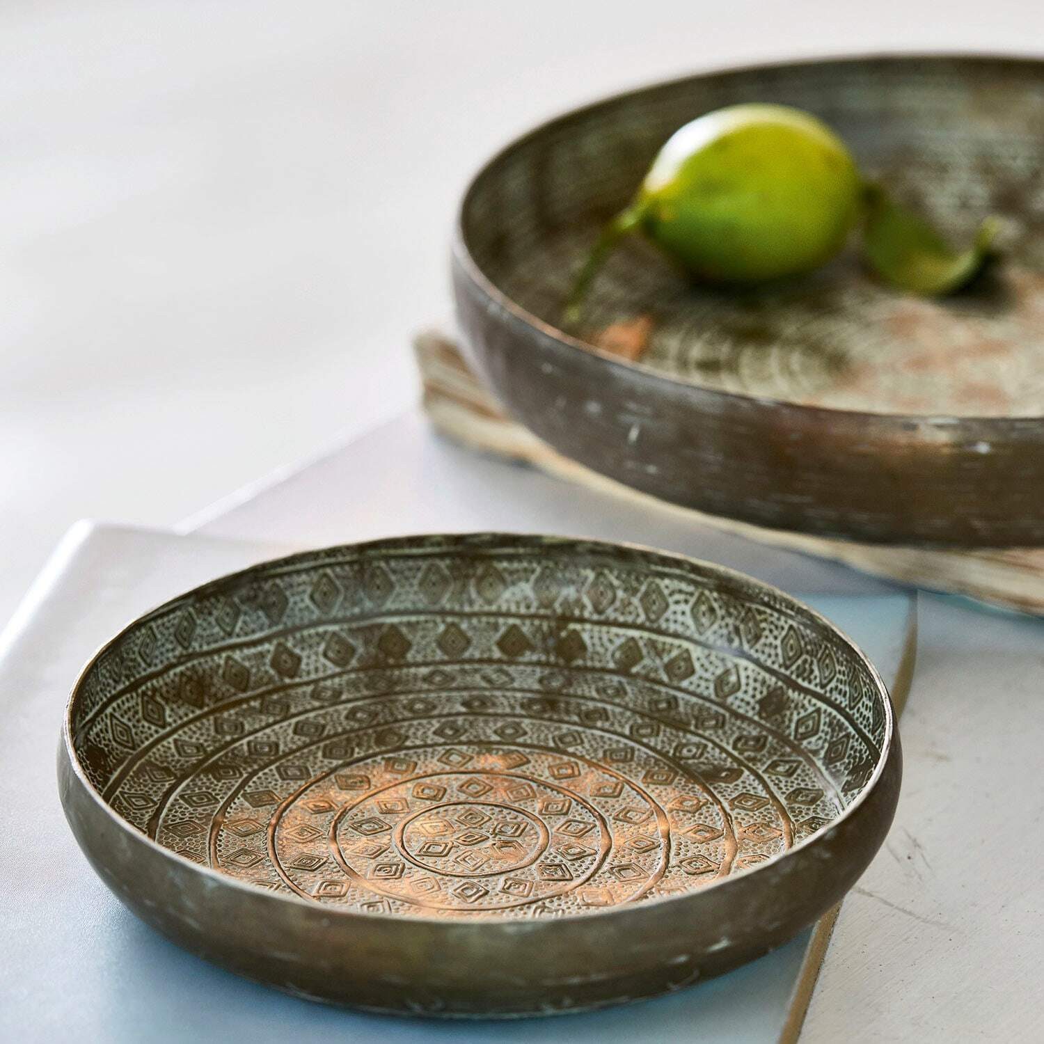 Mirabeau Tablett Tablett 2er Set Birse antikbronze, Aluminium