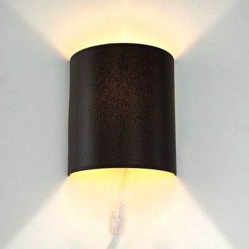 Licht-Erlebnisse Wandleuchte ALICE, ohne Leuchtmittel, Moderne Wandlampe Loft Stoff Braun Kabelanschluss Leuchte