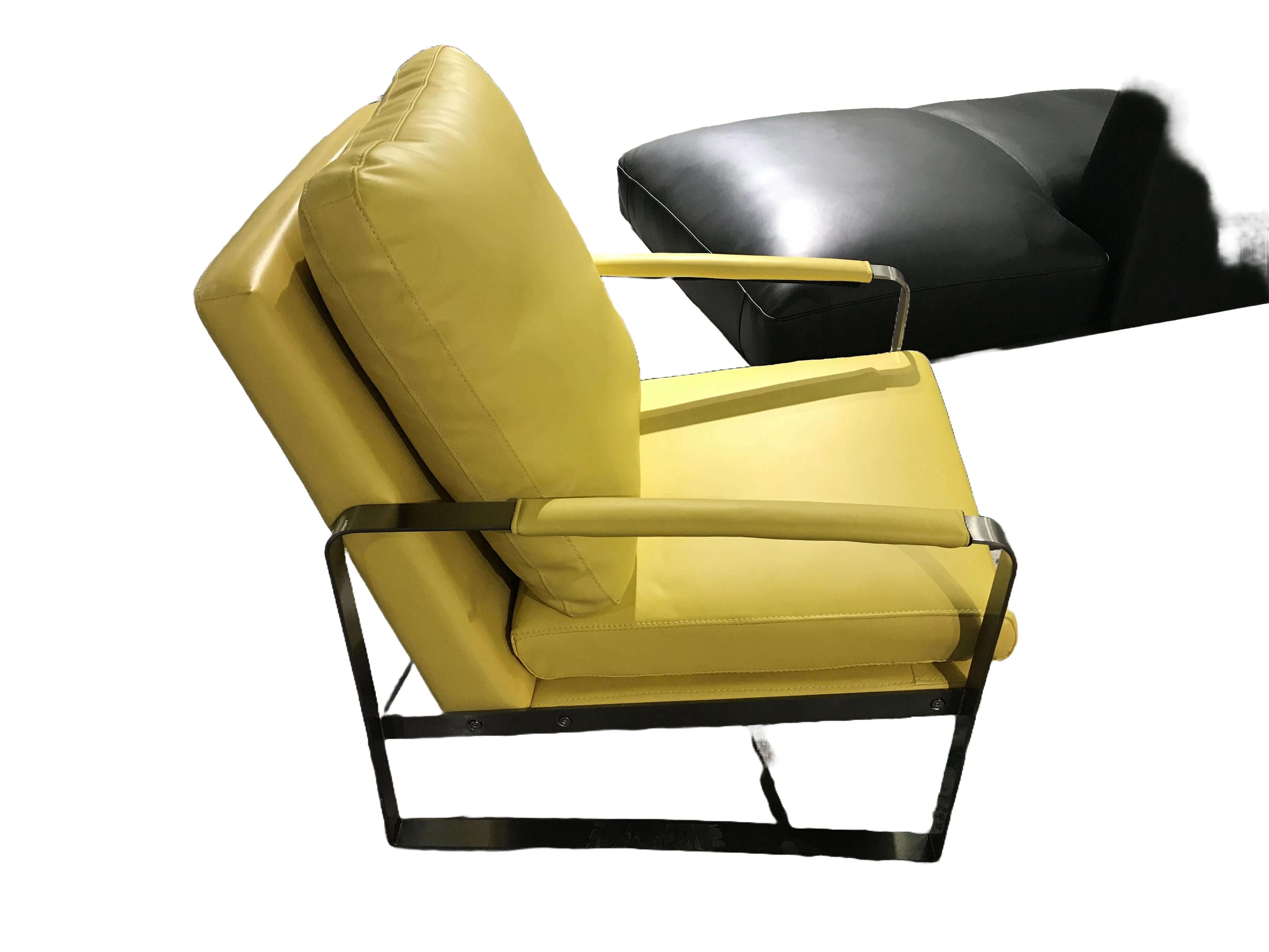 JVmoebel Sessel Eleganter gelber Ledersessel mit modernem Design und hoher Polsterung (Sessel), Made in Europa