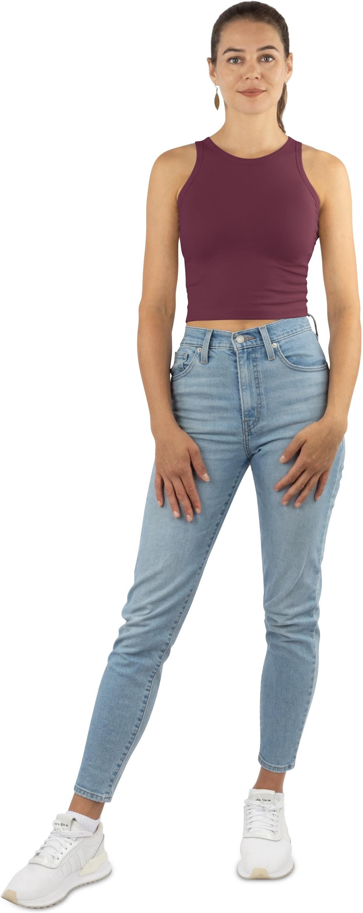 Janice Tanktop 2 x Damen crop Top hochgeschlossen Niah Kurzes Tanktop aus Baumwolle