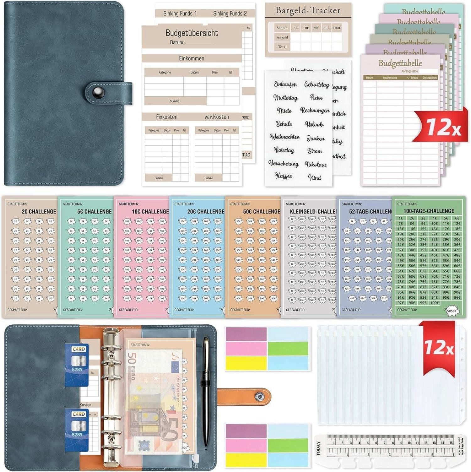 Notizbuch Budget Planner Deutsch Startset mit 8 Sparchallenges A6 Finanzplaner