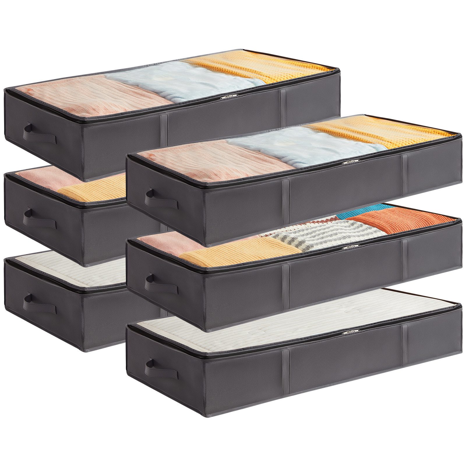 Lifewit Aufbewahrungsdose Unterbettkommode, Unterbett Faltbare Aufbewahrungsbox mit Deckel (6 St)