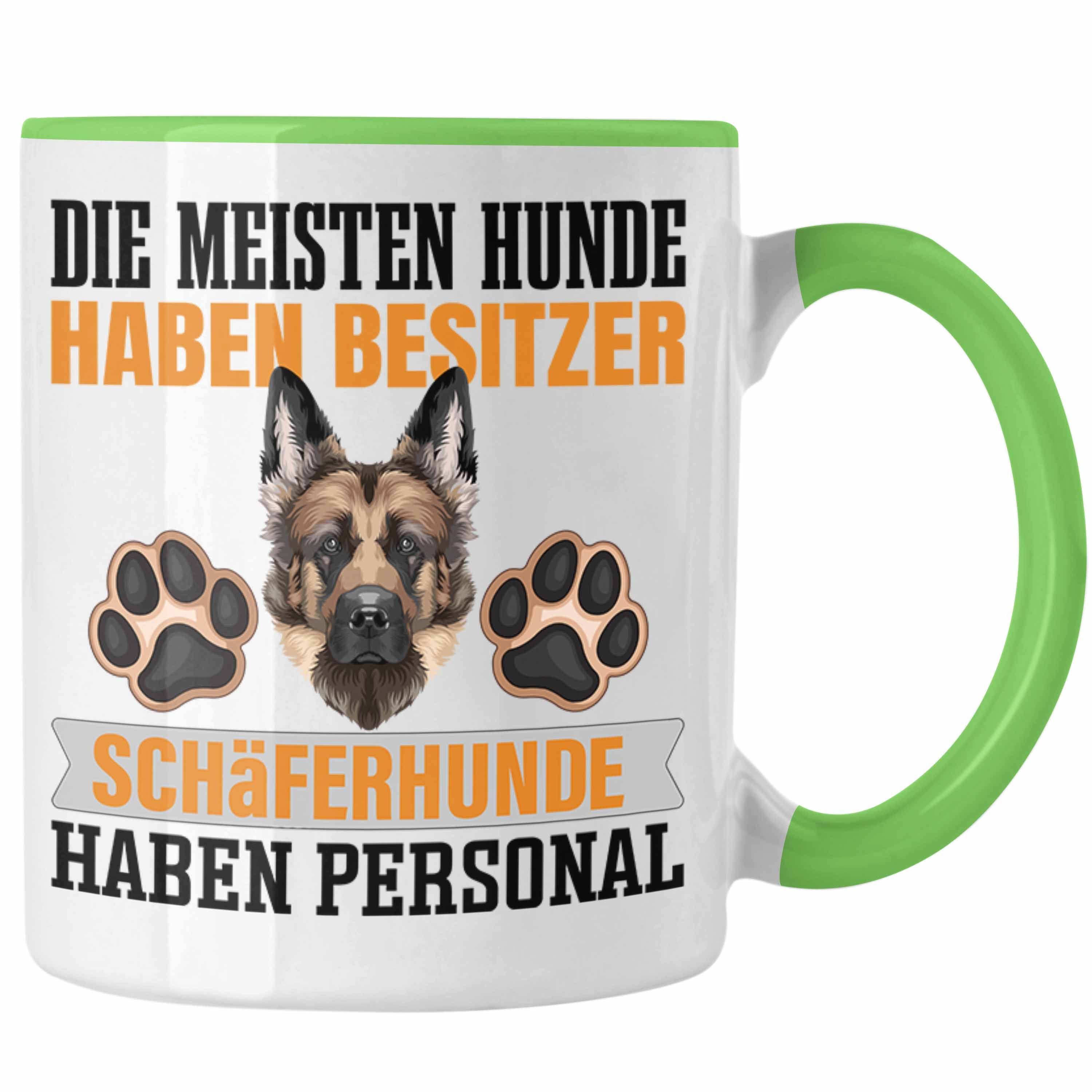 Trendation Tasse Schäferhund Besitzer Spruch Geschenk Tasse Geschenkidee Besit Grün Lustiger