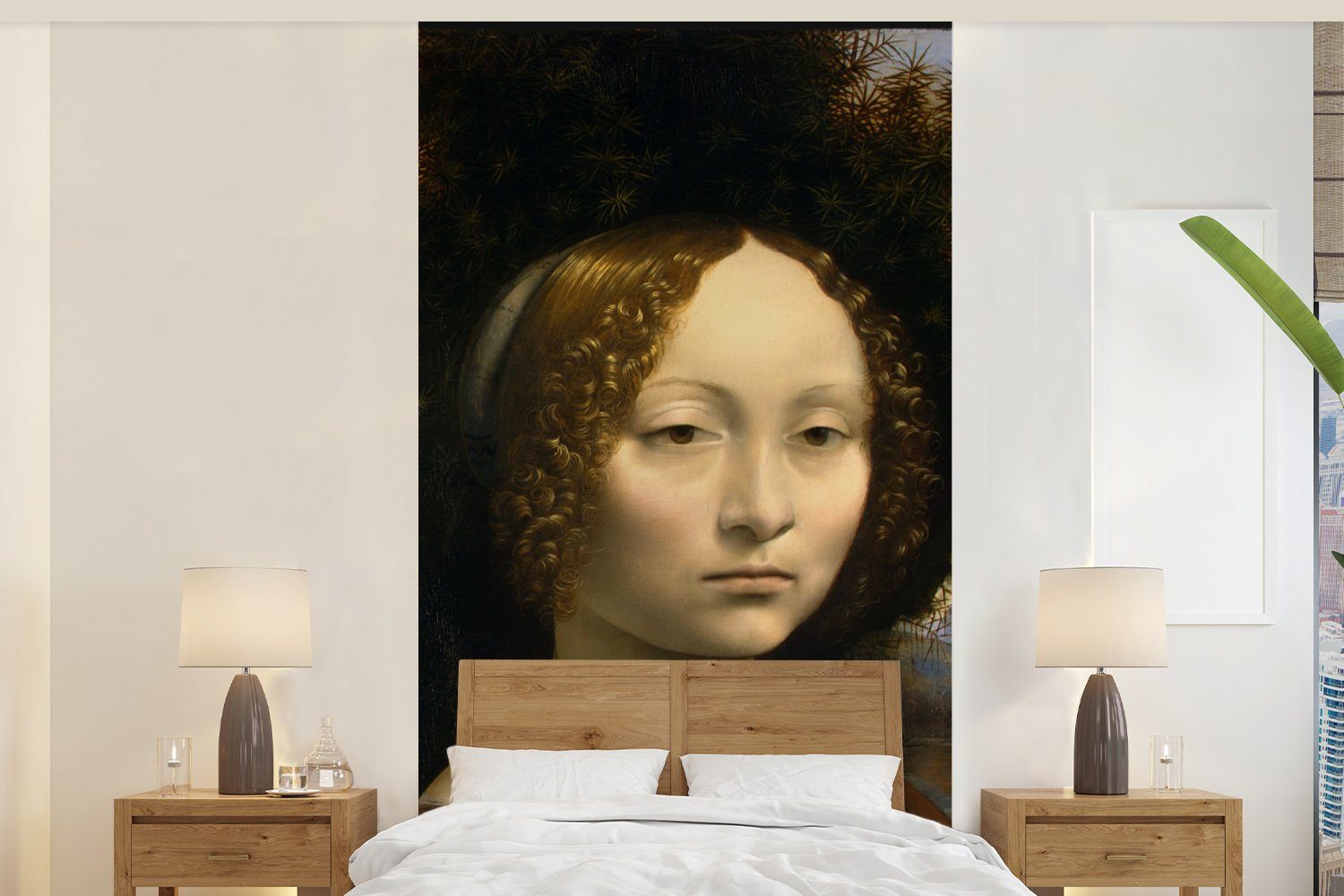 MuchoWow Fototapete Ginevra de' Benci - Leonardo da Vinci, Matt, bedruckt, (2 St), Vliestapete für Wohnzimmer Schlafzimmer Küche, Fototapete