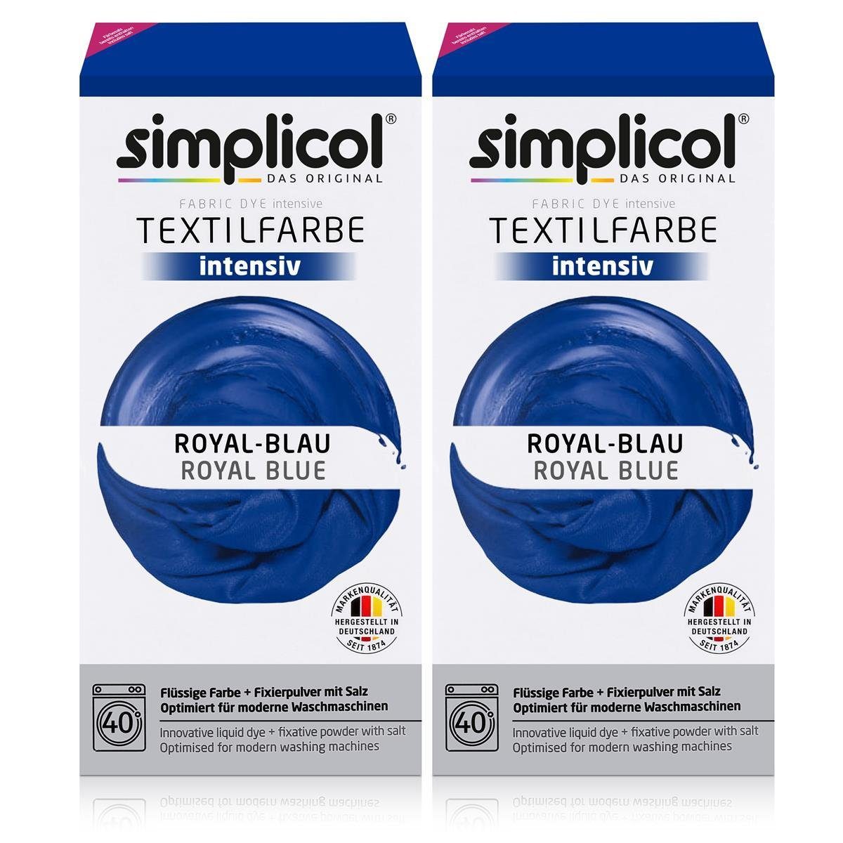 Textilfarbe Simplicol Textilfarbe intensiv Royal-Blau - Einfaches Färben (2er Pack
