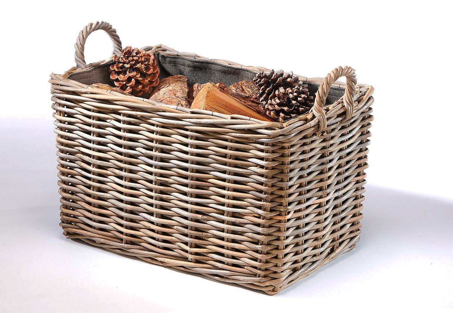 Kobolo Kaminholzkorb Holzkorb eckig aus grauem günstig online kaufen