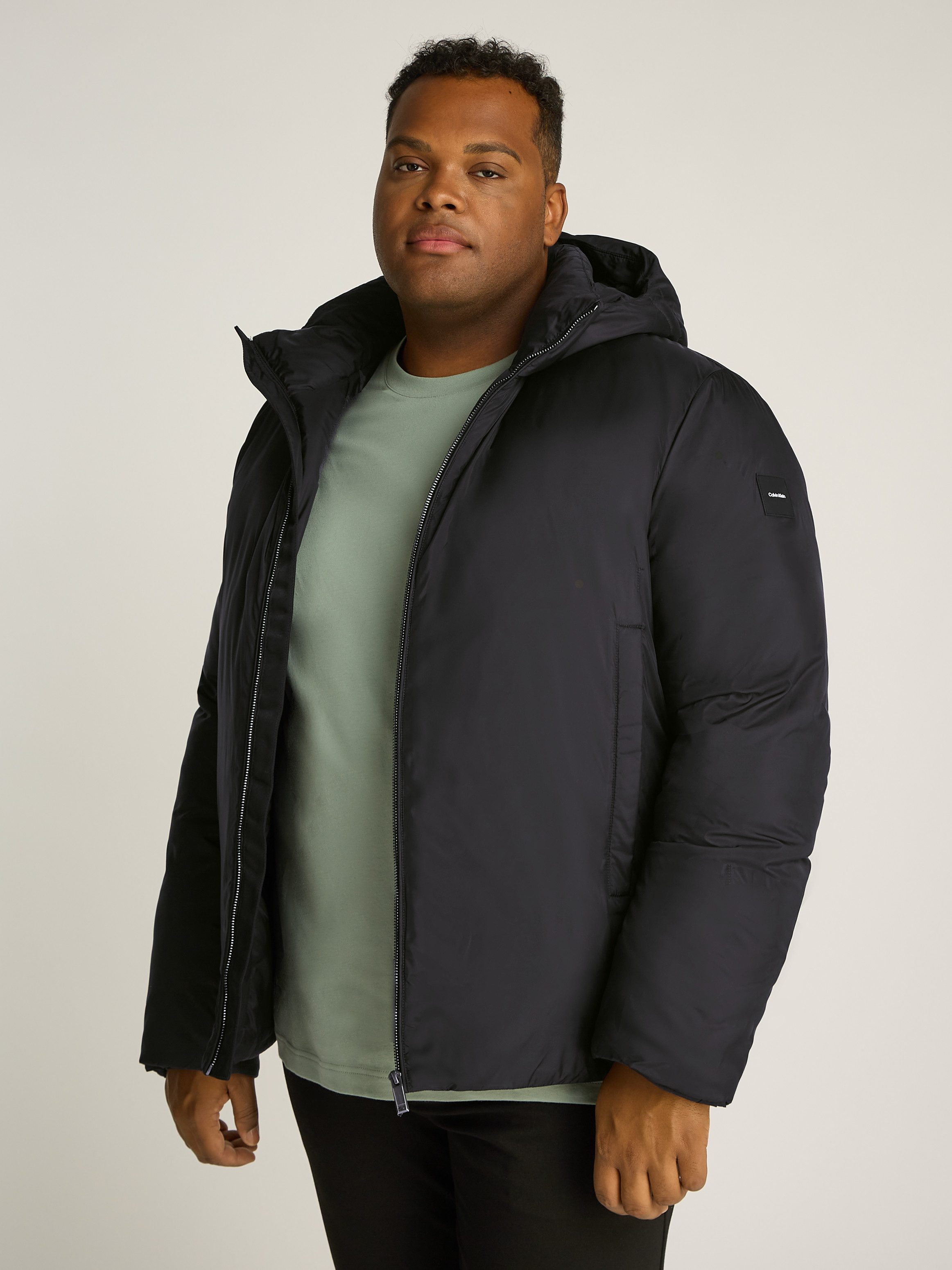 Calvin Klein Big&Tall Outdoorjacke BT_NON QUILT PADDED HOOD JACKET in Großen Größen mit Logopatch