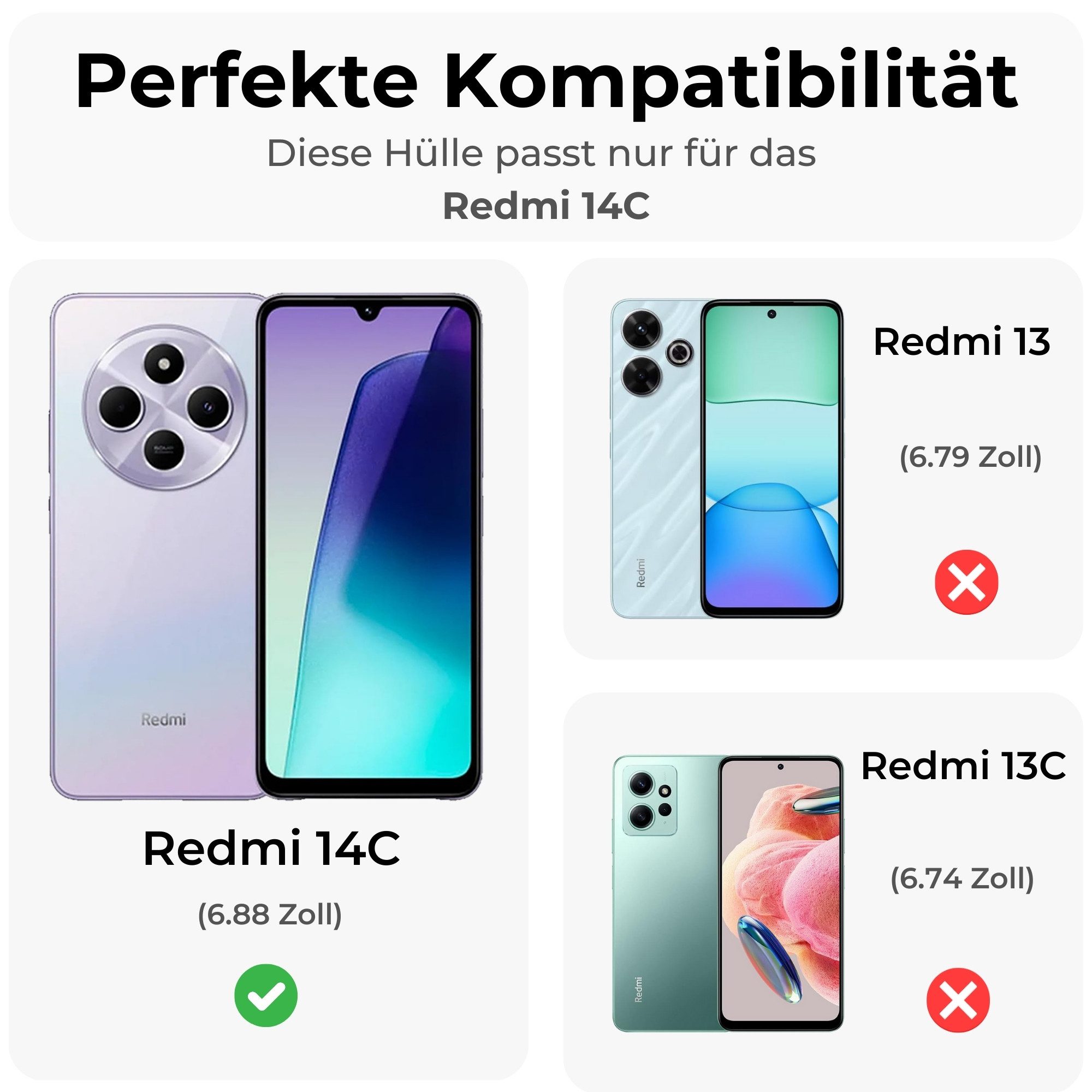 betterfon Handyhülle für alle Xiaomi Klapphülle Flip Case Wallet Case in, 3 Kartenfächer, Magnetverschluss & Standfunktion im Lederlook