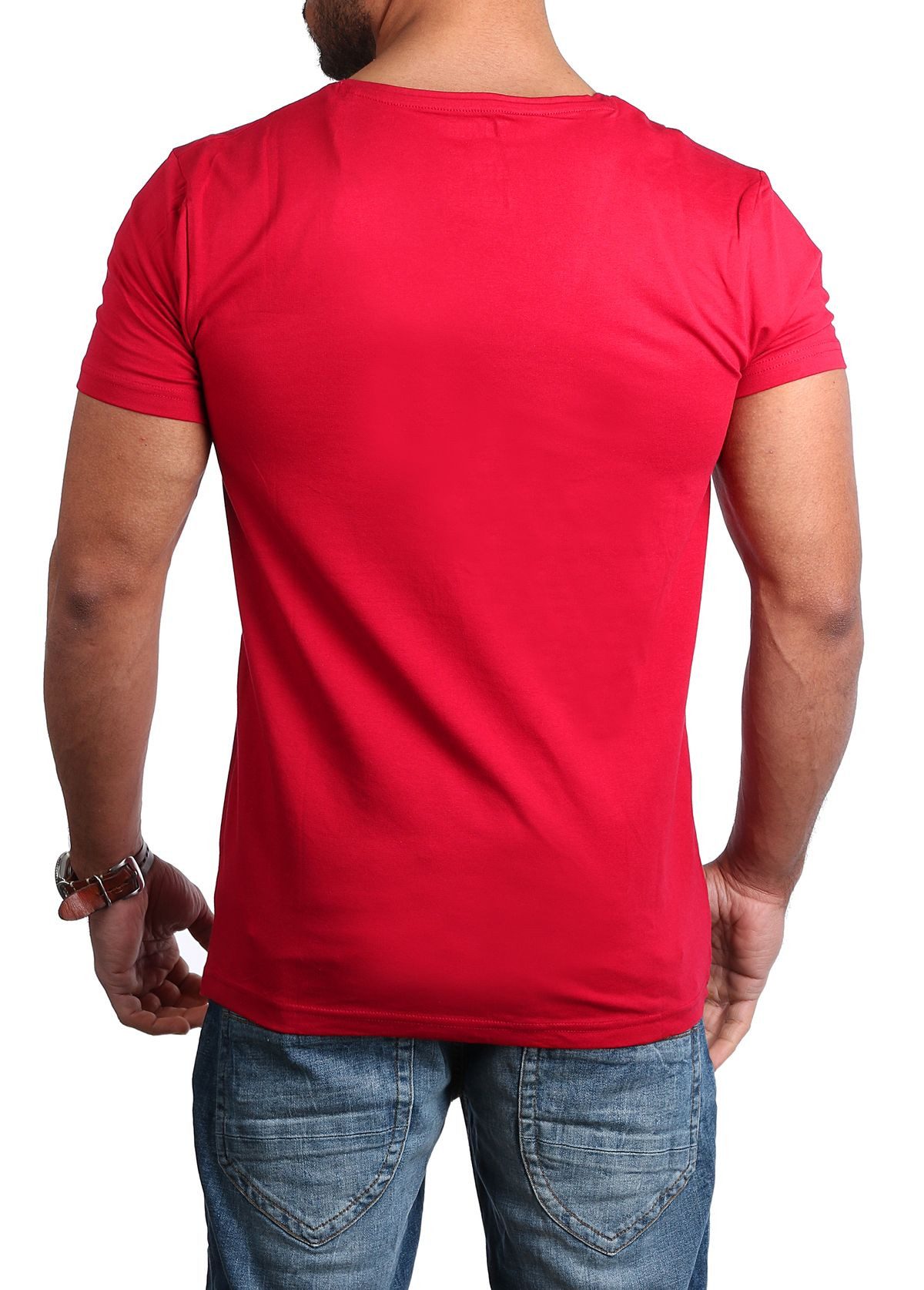 Young & Rich T-Shirt Herren Uni Basic extra tiefer Ausschnitt Unterziehshirt 1315 V-Ausschnitt unifarben kurzarm slim fit
