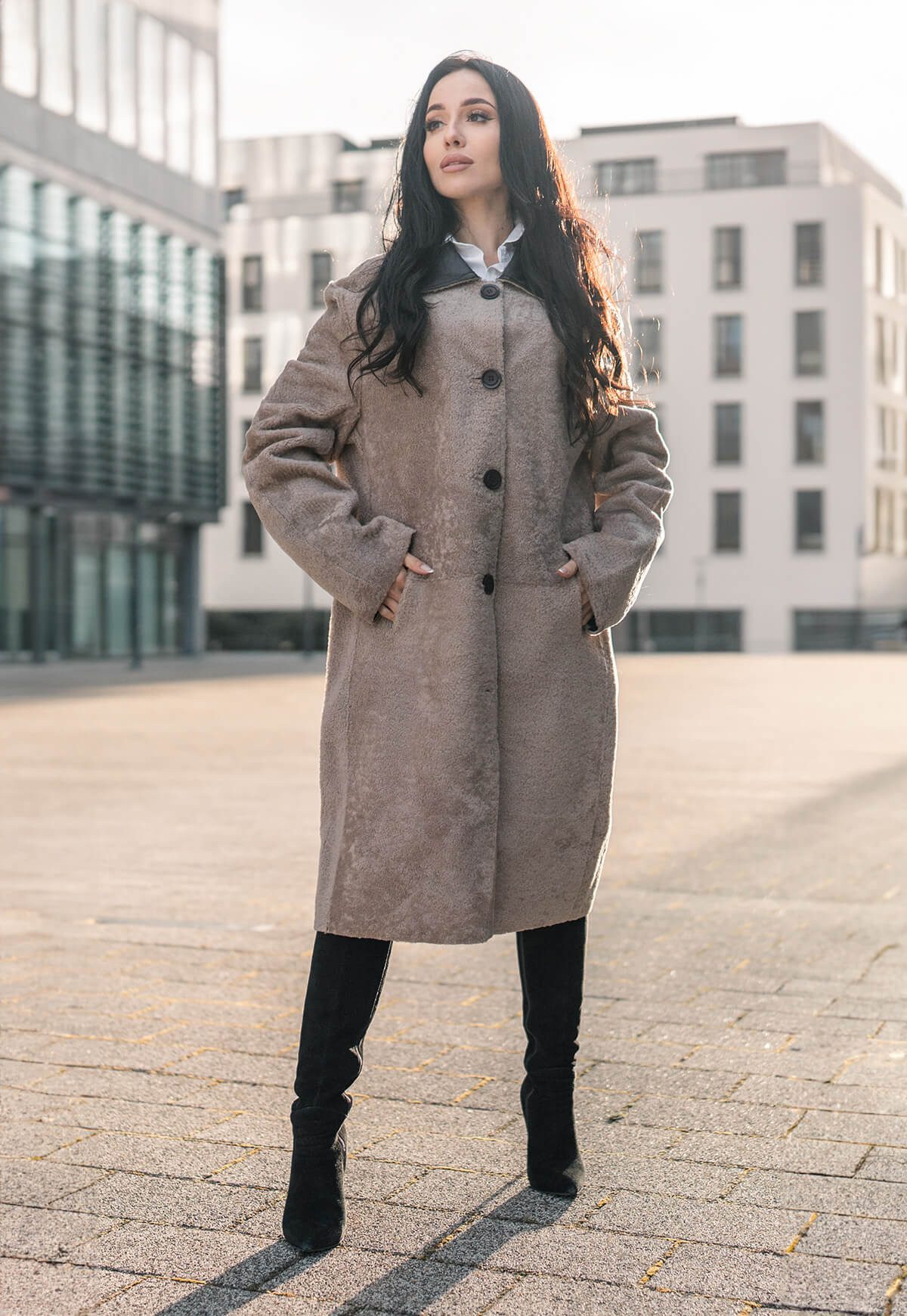 Hollert Wintermantel Lammfellmantel Merino zum Wenden günstig online kaufen