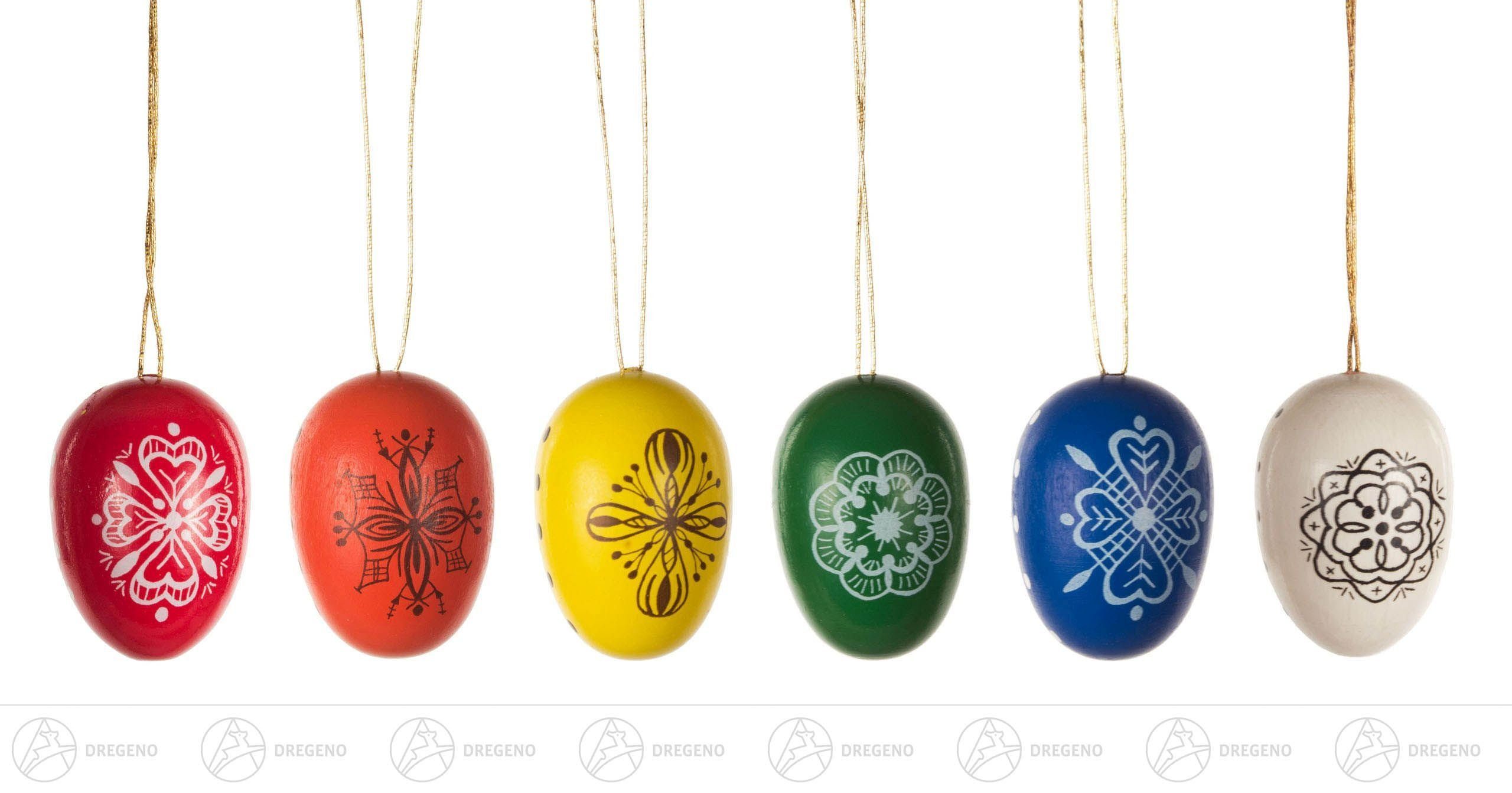 Dregeno Erzgebirge Osterei Ostereier 6 Stück Höhe = 3cm NEU