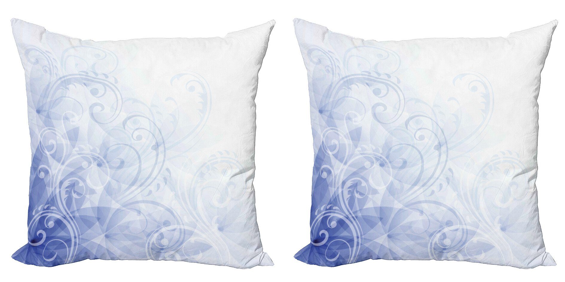Kissenbezüge Modern Accent Doppelseitiger Digitaldruck, Abakuhaus (2 Stück), Hellblau Abstract Floral Locken