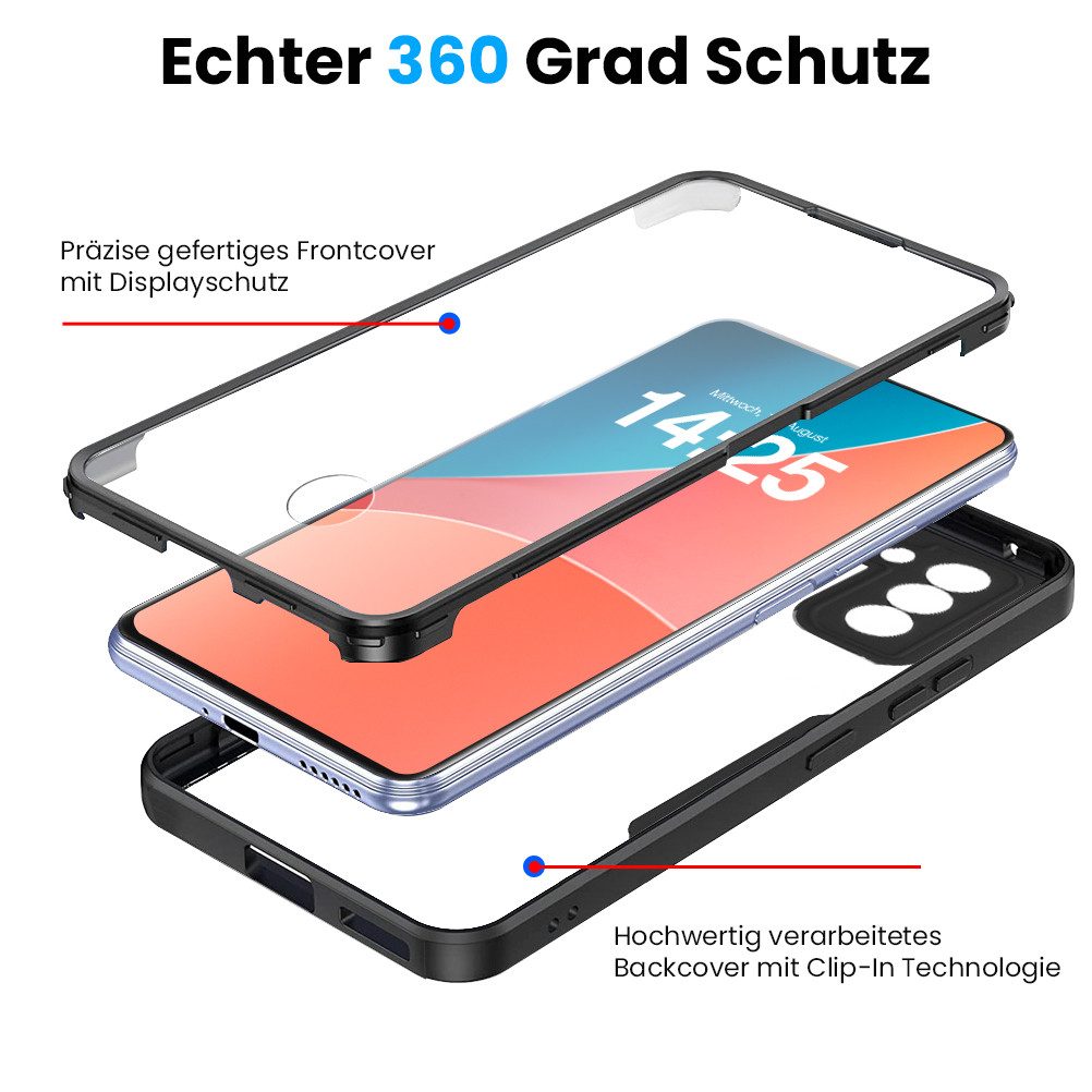 Tec-Expert Handyhülle 360 Grad Hülle für Samsung Galaxy S23 6.1 Zoll, 6.1, Rundum Schutz Cover Case Hülle robust
