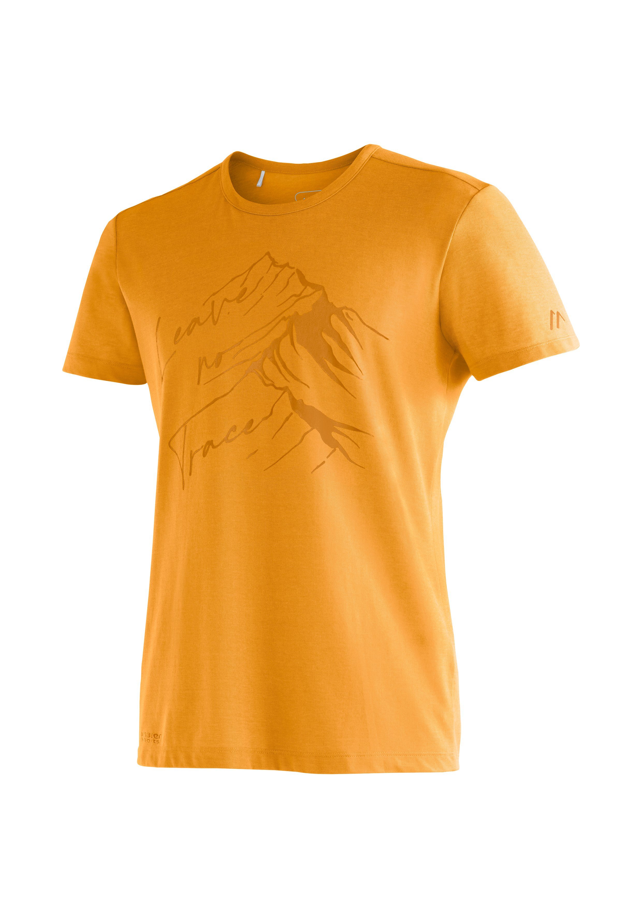 Maier Sports T-Shirt Burgeis 17 M Herren Kurzarmshirt mit Print für Wandern und Freizeit dunkelorange