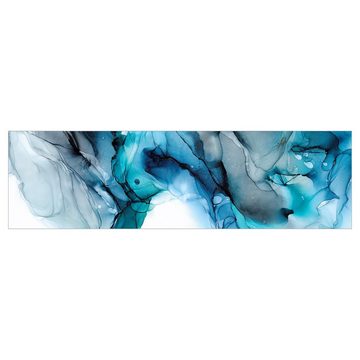 Bilderdepot24 Küchenrückwand blau dekor Kunst Muster Regenwolken Wandverkleidung Küche, (1-tlg., Nischenrückwand - für Fliesenspiegel ohne Bohren - matt), Spritzschutz Rückwand Küche Herd - Folie selbstklebend versch. Größen