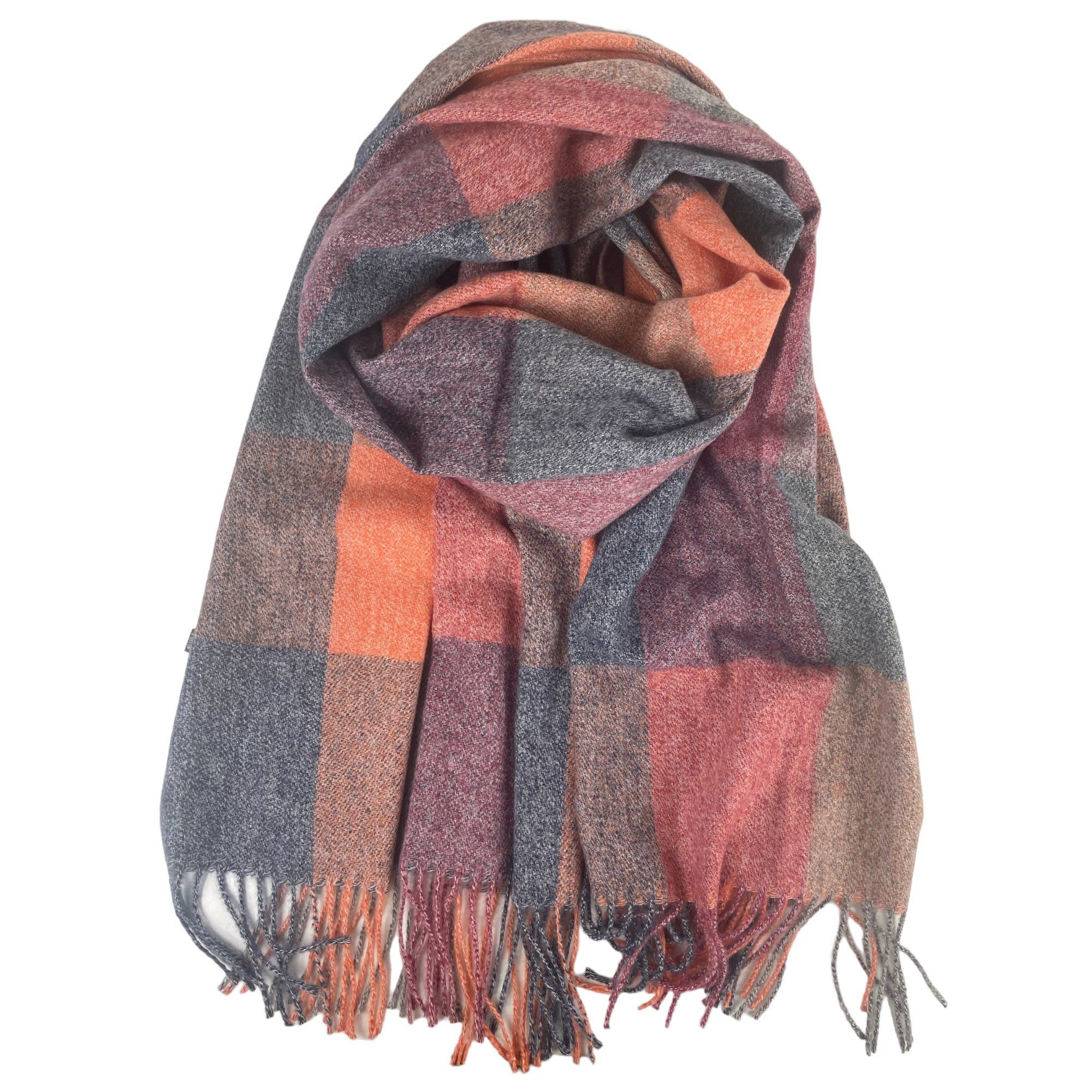 Taschen4life Schal großer Damen Schal mit Fransen, modernes Karomuster, tolle Farbkombination, Herbst/Winter Accessoires