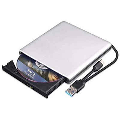 Cbei DVD-Laufwerk 3D, Blu-Ray CD DVD Leser Slim Optisches Tragbares Diskettenlaufwerk (USB 2.0, USB 3.0, DVD 8x/CD 24x, Kompatibel mit Win7/8/10, Window2003/XP/Vista, Mac10 OS, Linux usw)