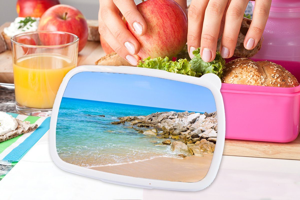 Sommer, Kunststoff rosa - - Tropisch - Lunchbox (2-tlg), Meer MuchoWow für Kinder, Brotbox Brotdose Mädchen, Strand Snackbox, Kunststoff, Erwachsene,