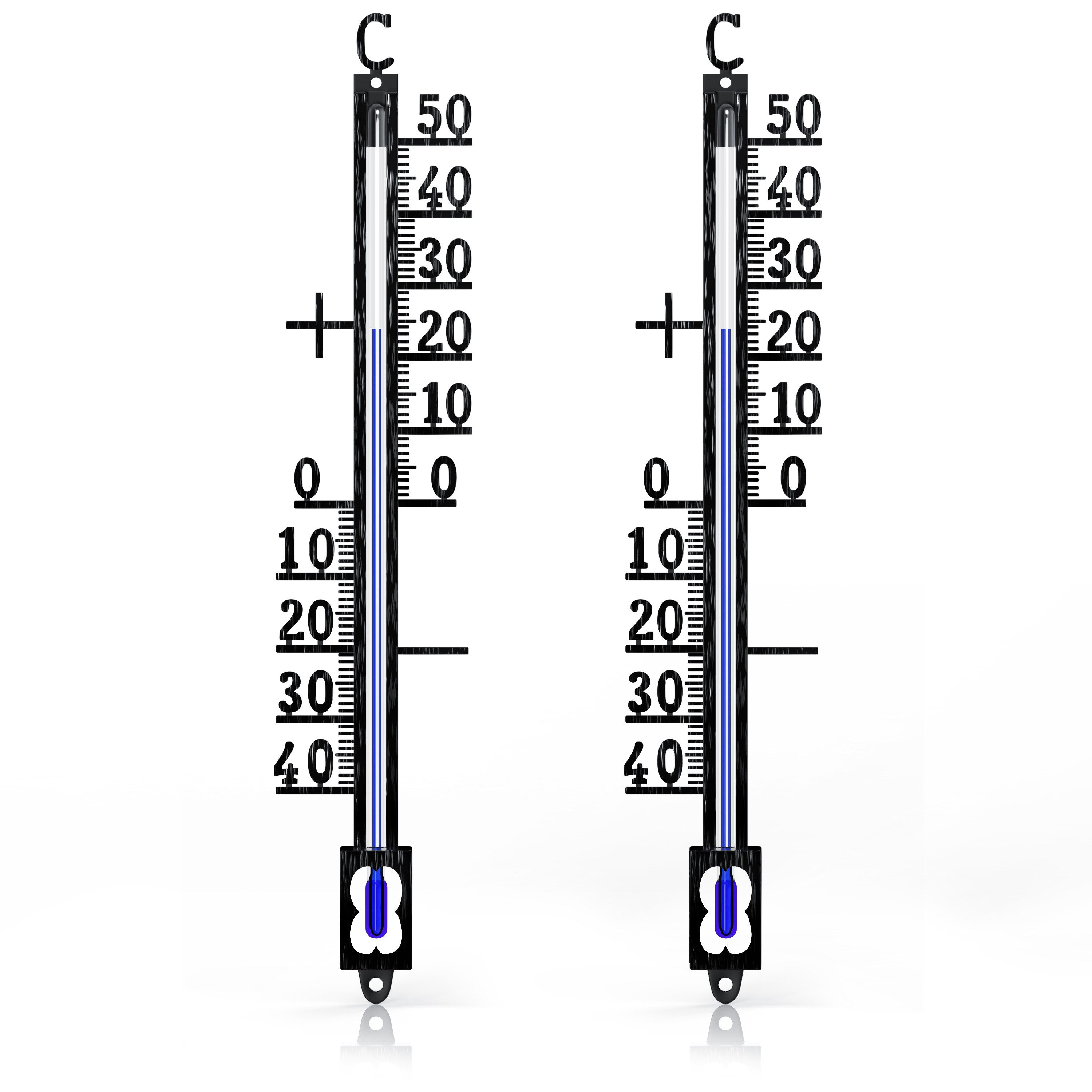 BEARWARE Analoges Thermometer aus Metall, Außenthermometer wetterfest Außenwetterstation (Montagematerial, Messbereich -40° bis +50° C – klassisches Design, für Garten & Balkon)