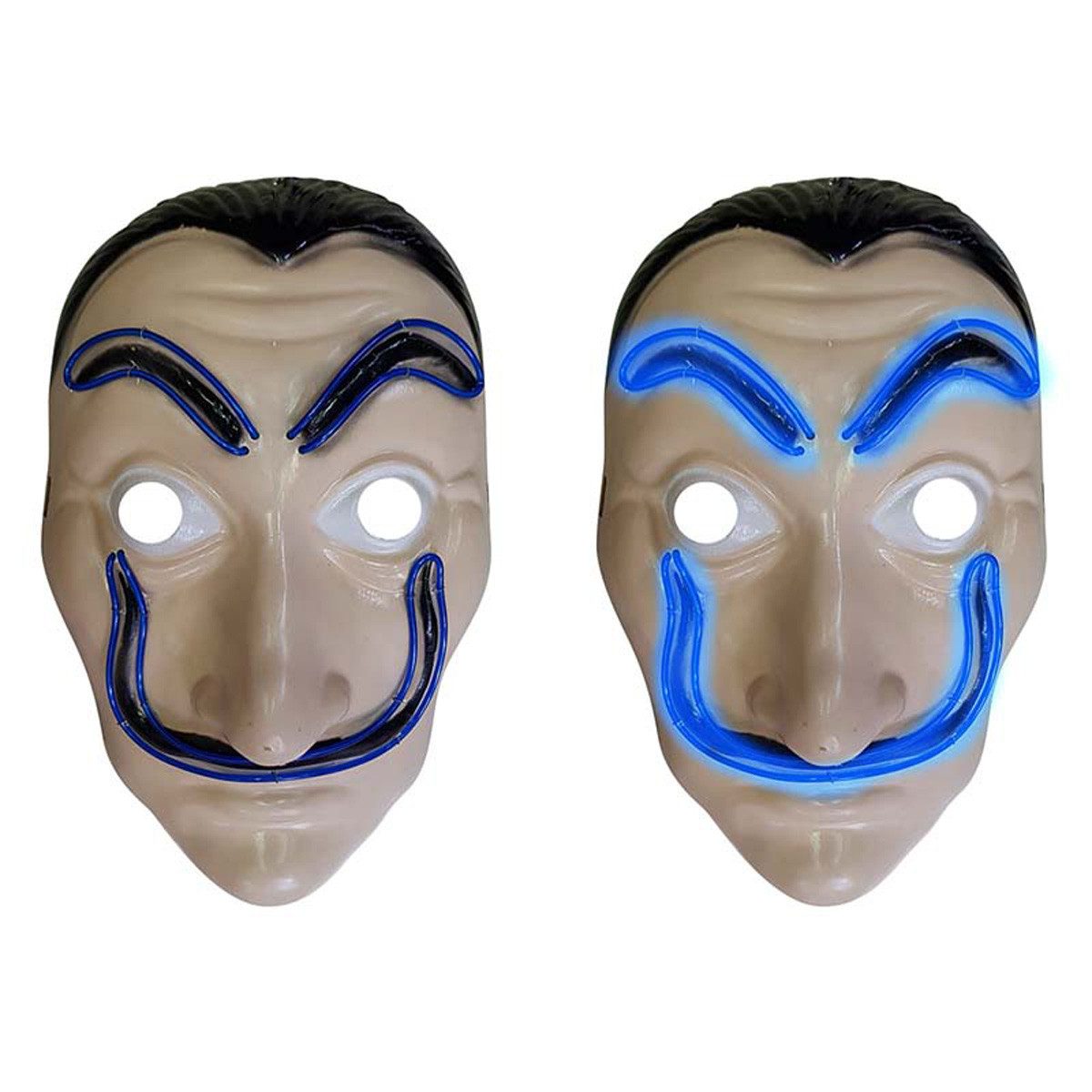 Funny Fashion Verkleidungsmaske Halloween Maske mit Spitzbart, Beleuchtet