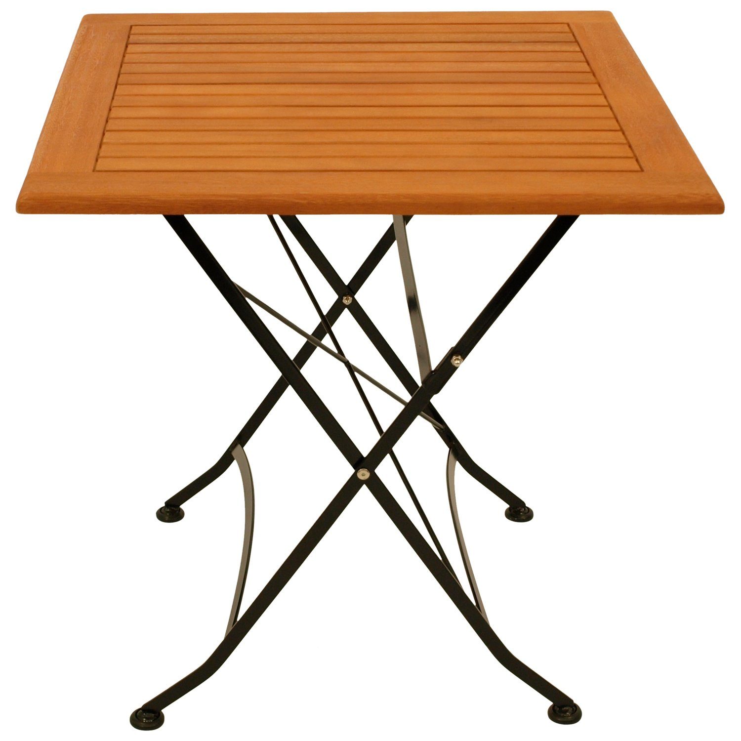 DEGAMO Gartentisch HOFGARTEN (1-St), 75x75cm quadratisch, Stahl schwarz + Eukalyptus, klappbar