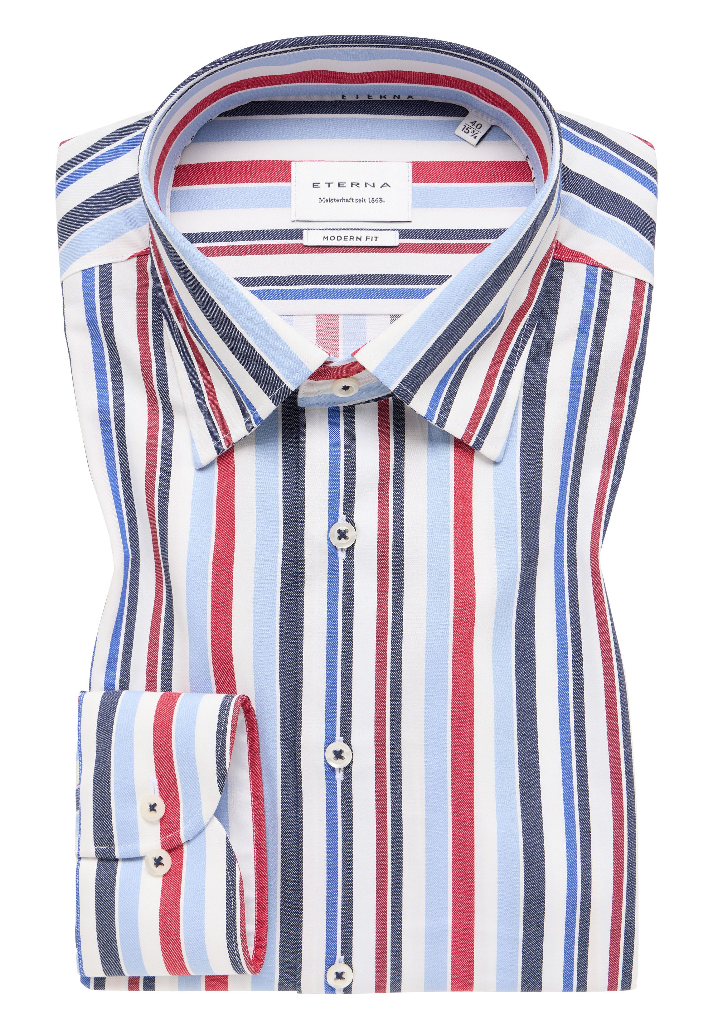 Eterna Businesshemd ETERNA MODERN FIT Langarm Hemd twill chianti gestreift 1245-56-X11U