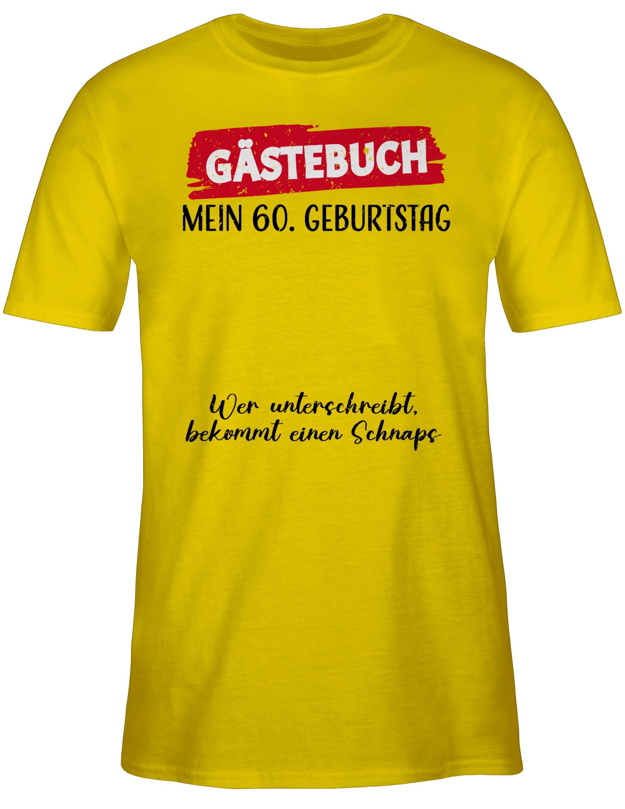 Geburtstag Gästebuch Gästeliste 2 60. Lustig Geburtstag Unterschrift - T-Shirt Gäste Shirtracer 60. Gelb