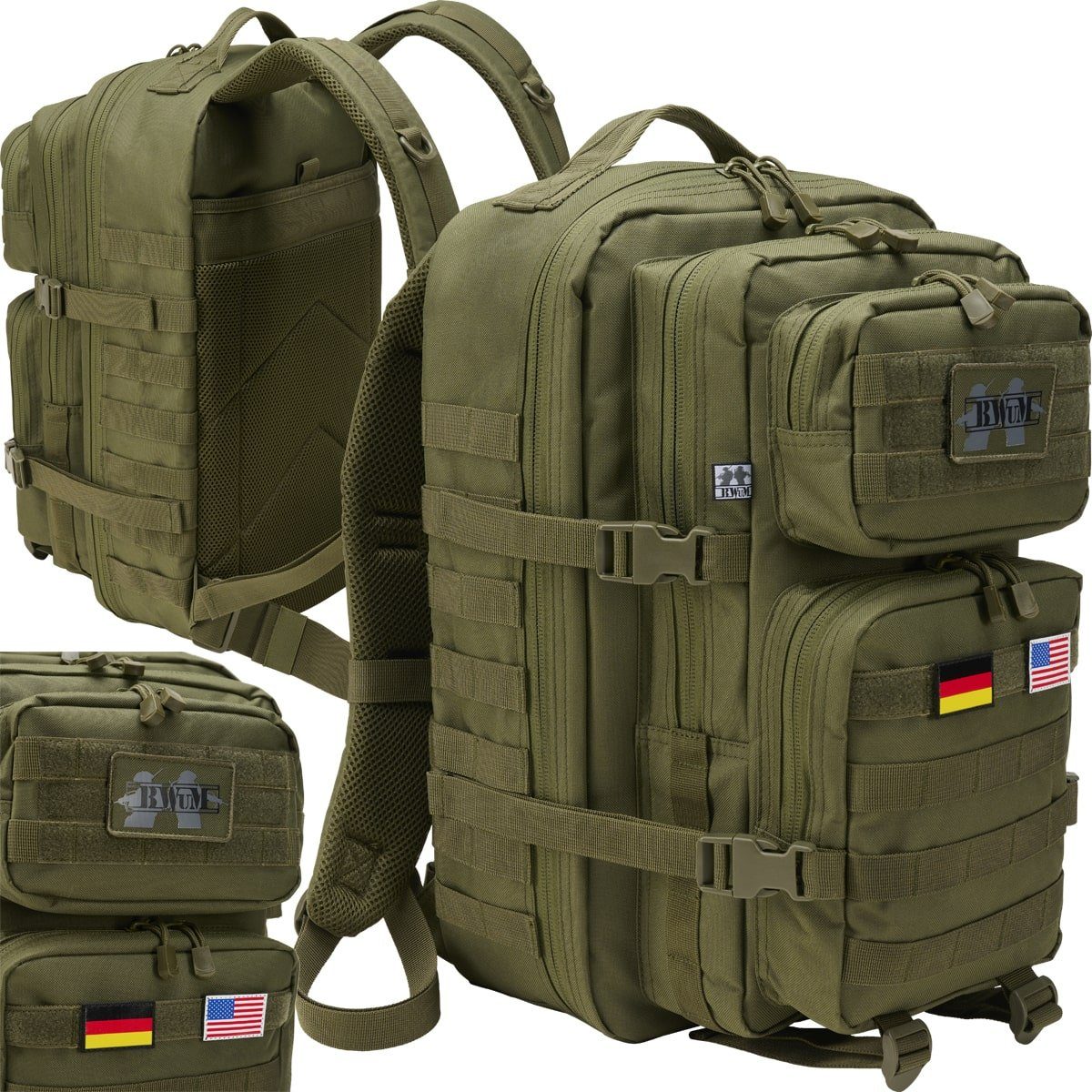BWuM Trekkingrucksack BWuM US Assault Pack Cooper Rucksack + Patch & Flaggen