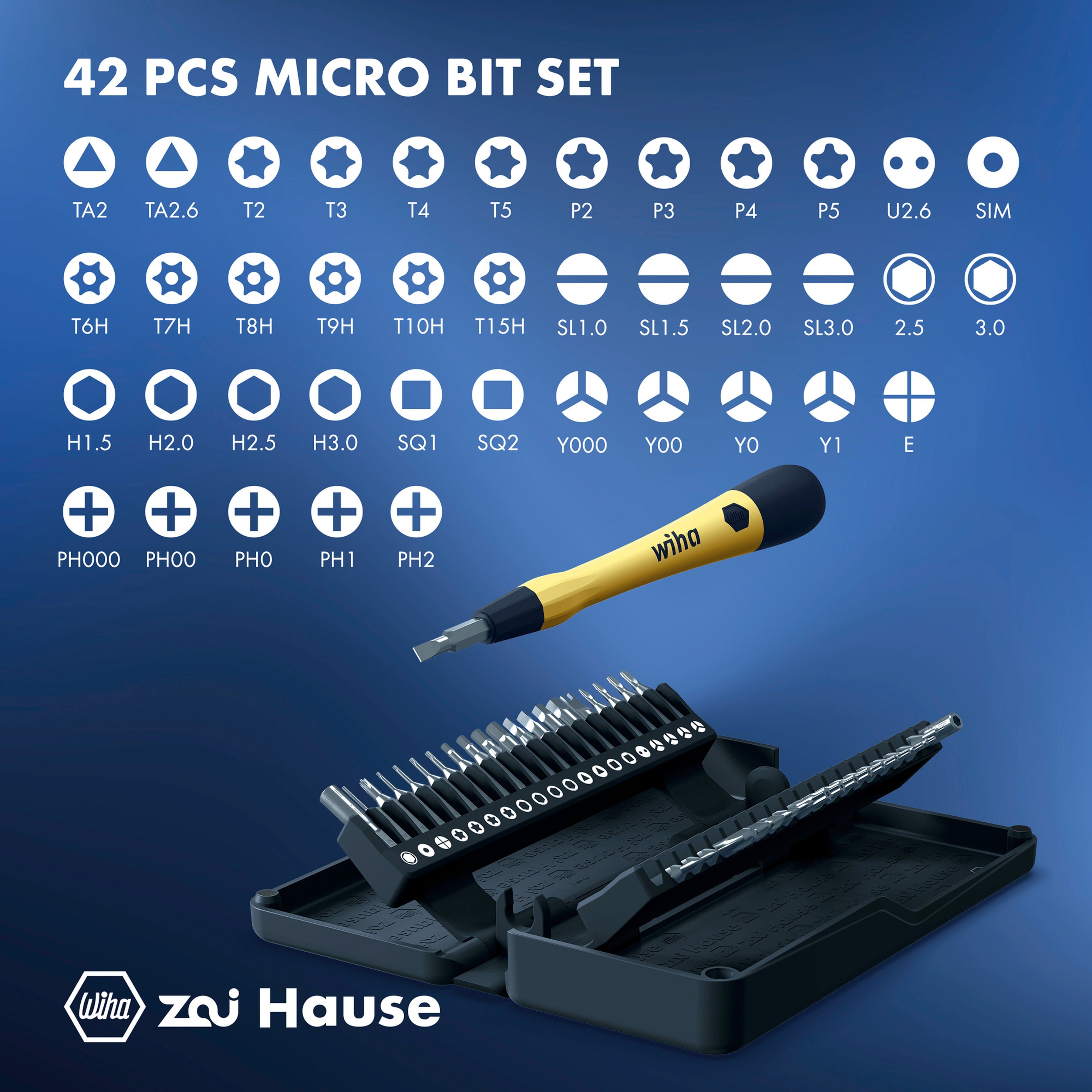 Wiha Werkzeugset Set 42-tlg. Micro-Bit (44624), Hause zai