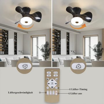 ZMH Deckenventilator Beleuchtung Modern Fan Leise Fernbedienung Timer Ventilator, Schwarz