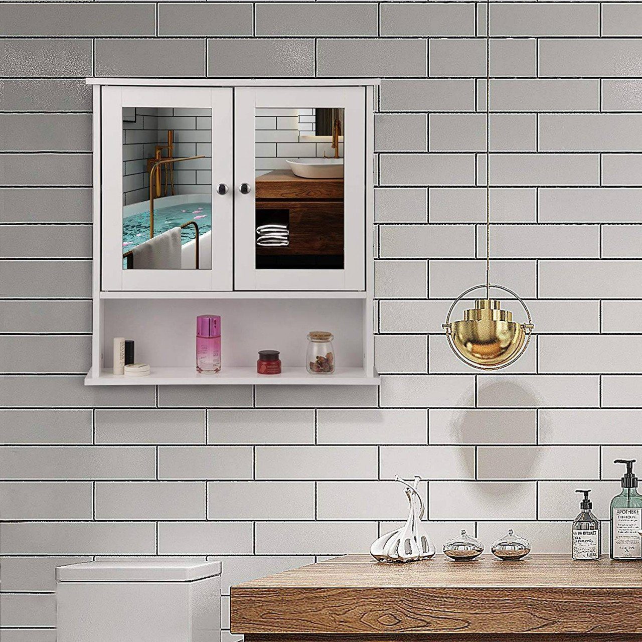 EUGAD Spiegelschrank (1-St) Hängeschrank Badezimmerspiegel mit Tür aus Holz günstig online kaufen