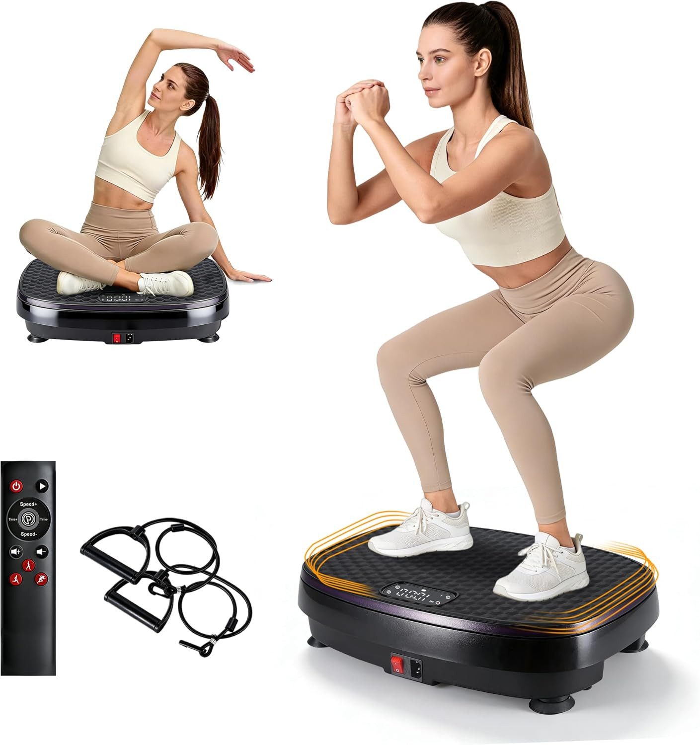 Nettlife Vibrationsplatte bis 150kg 9 Trainingsprogramme 199 Intensitätsstufen, 200 W, Vibration Plate Bluetooth Fitnessgeräte Zuhause Max. Belastung 150 KG