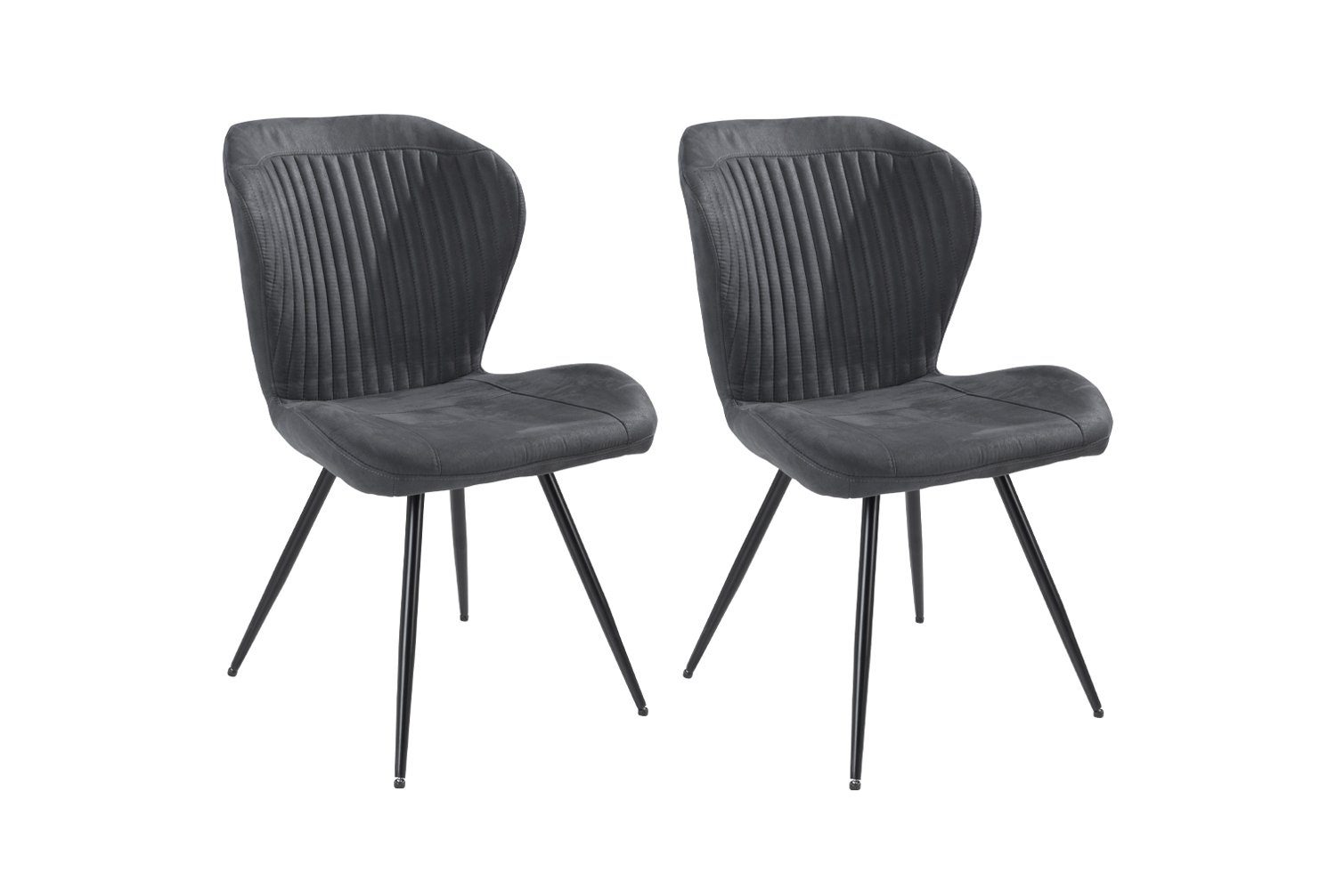 Home4You Polsterstuhl 2er Set, Anthrazit, Schwarz, günstig online kaufen