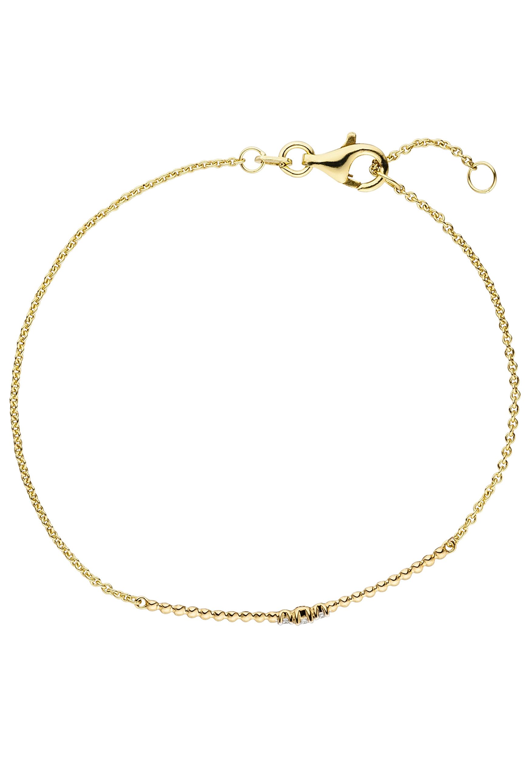 JOBO Armband Goldarmband, 585 Gold mit 3 Diamanten 18 cm günstig online kaufen
