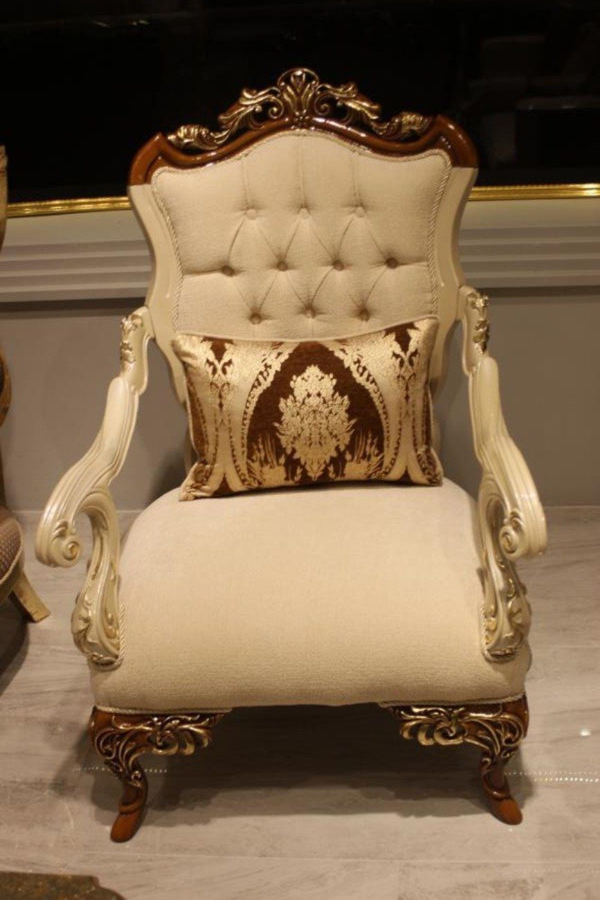 JVmoebel Chesterfield-Sessel Exklusive Wohnzimmer Möbel luxuriösen Sessel bequemen Sessel Beige (1-St., 1x nur Sessel), Made in Europa