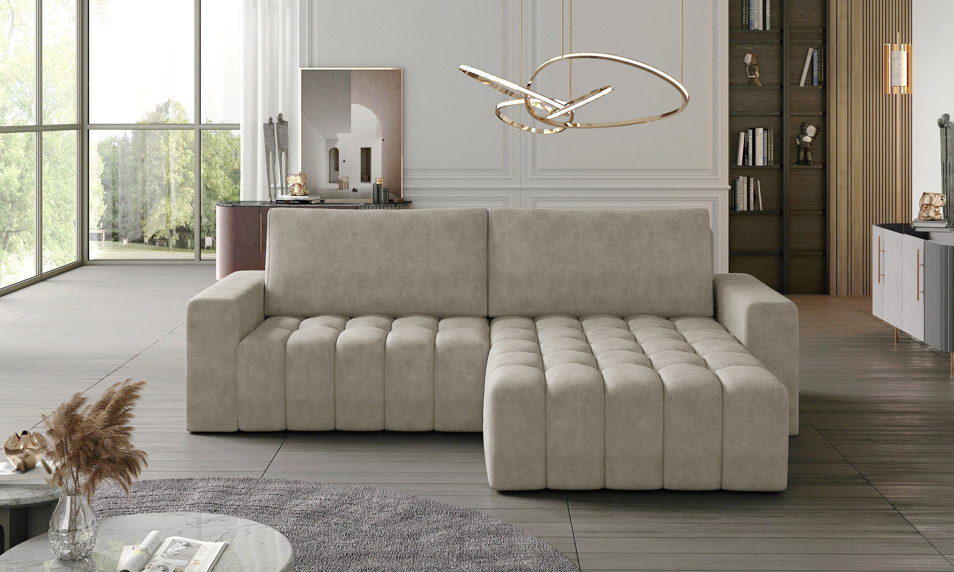 yourhouse24 Ecksofa Bonett mit Schlaffunktion und Bettkasten Dora 21