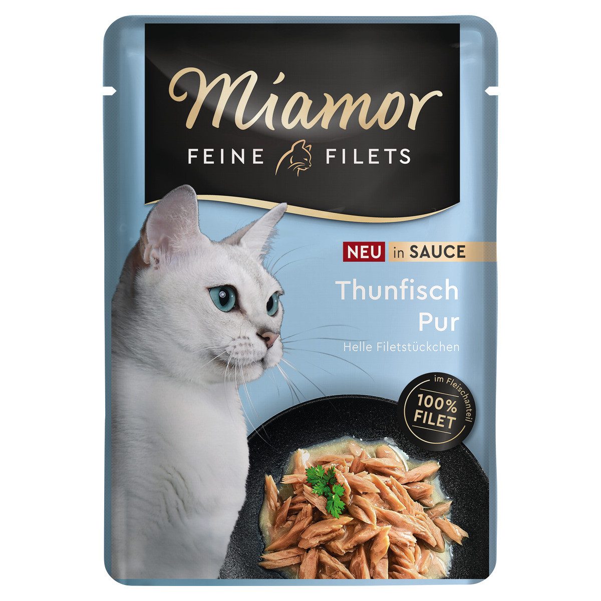 Miamor Feine Filets Thunfisch in Sauce 100 g - 24 Stück, Nassfutter für: Katze
