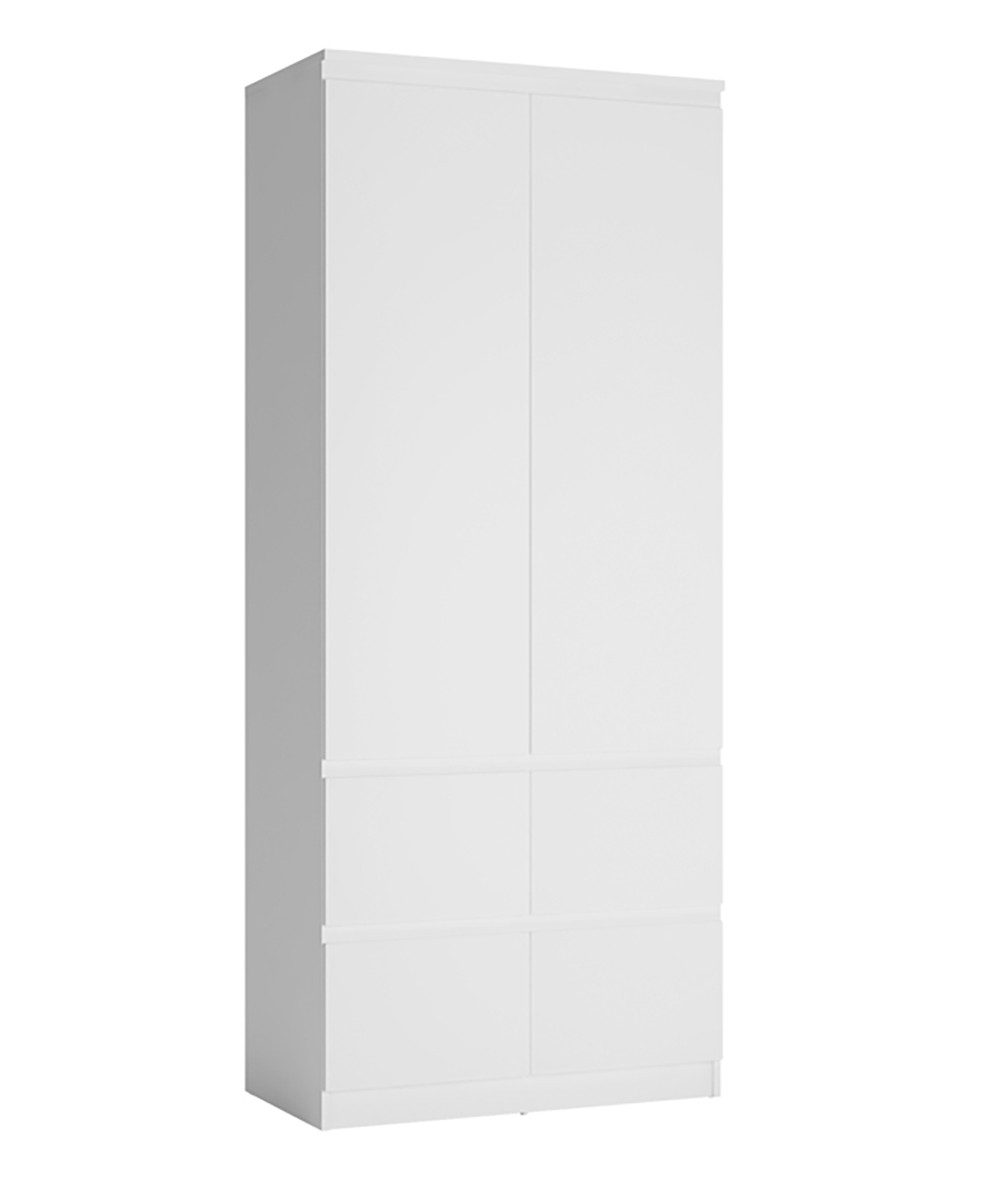 Feldmann-Wohnen Drehtürenschrank Boston (4 Schubladen, max. Belastbarkeit 40kg, 1-St., 2 Drehtüren, 1 Kleiderstange, 2 Einlegeböden) 91cm weiß/weiß hg 2-türig
