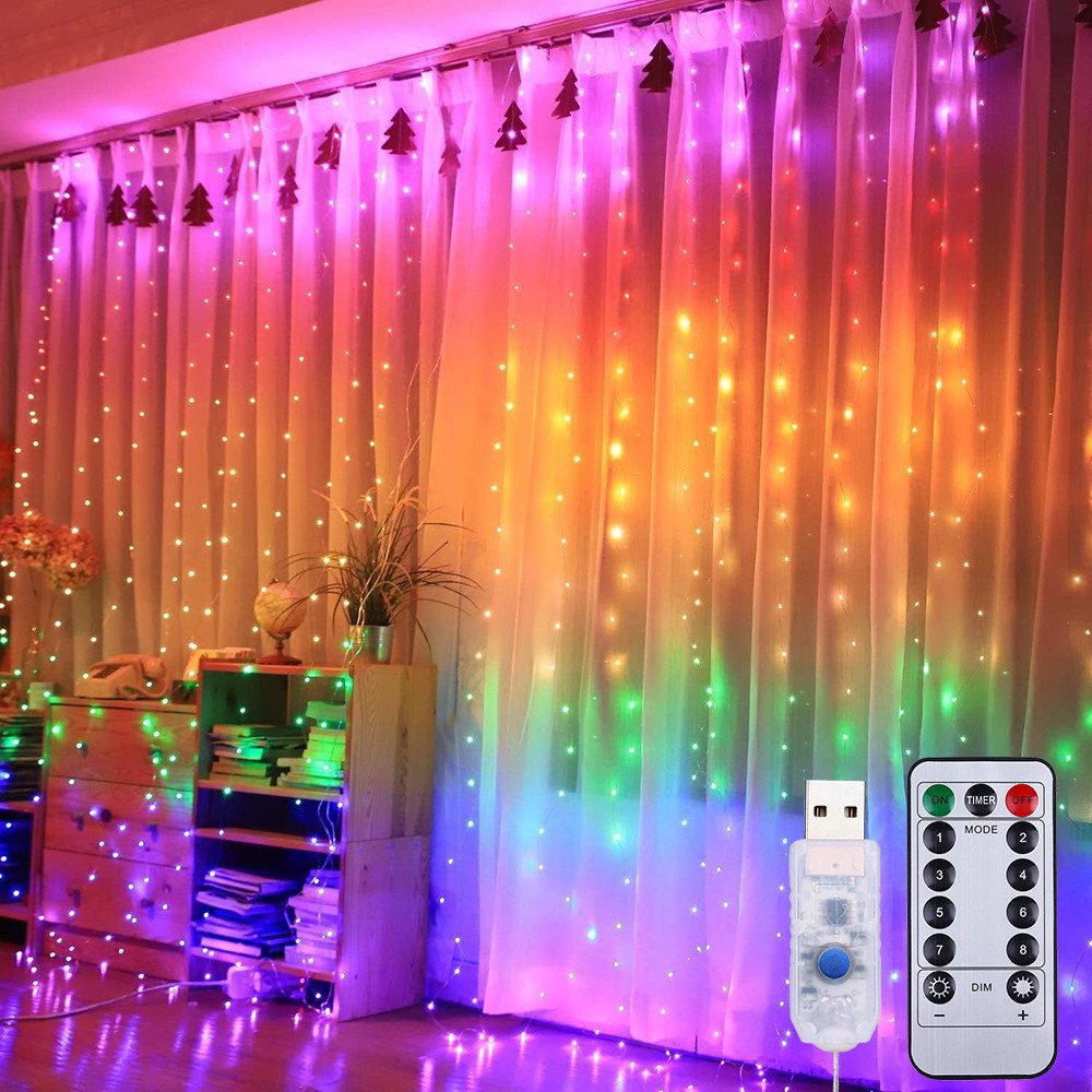 LED-Lichterkette LED Lichtvorhang, 8 Modi LED Lichterkette Vorhang Innen Außen