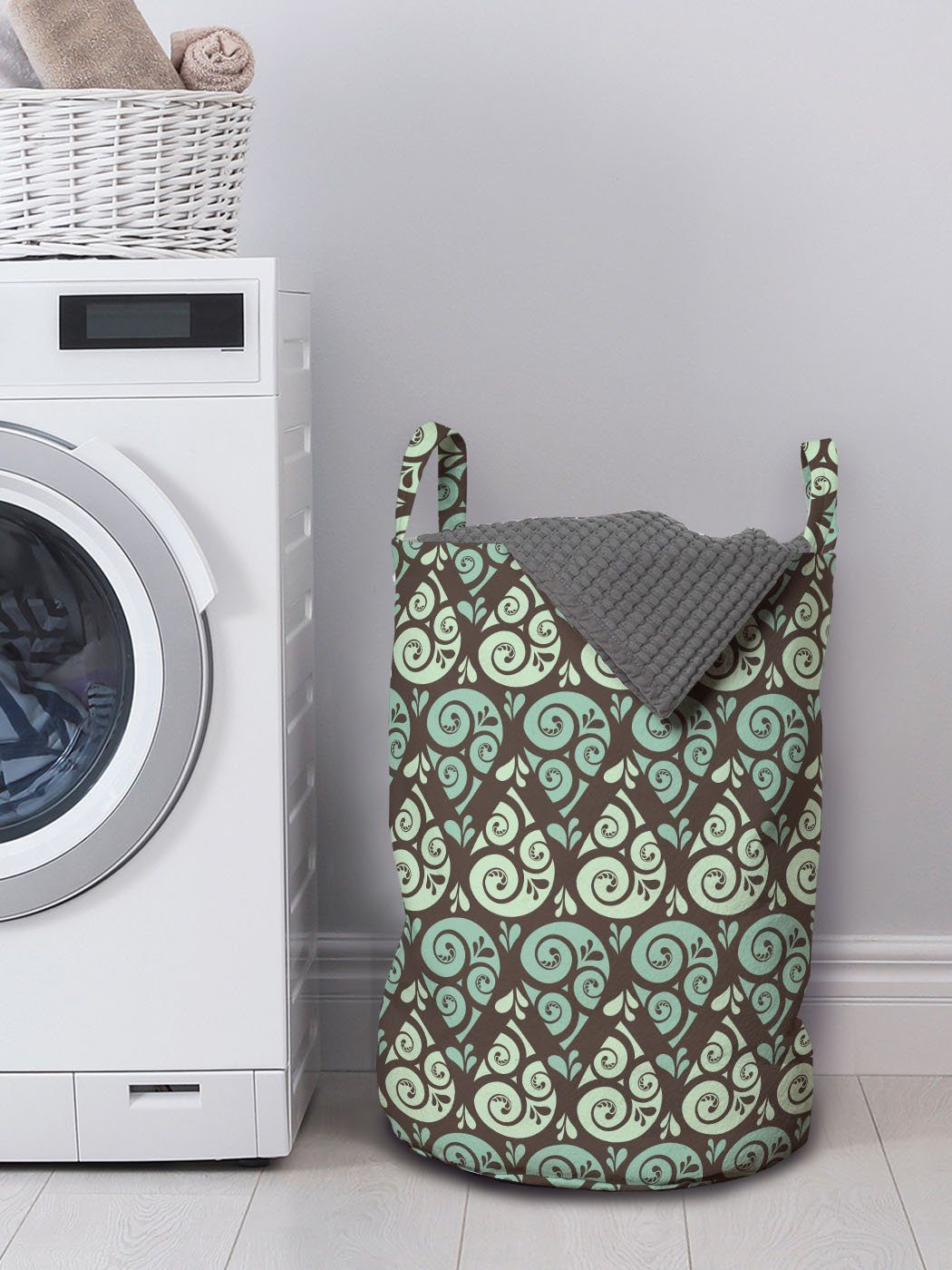 Waschsalons, Wäschekorb Kordelzugverschluss Regentropfen für Abakuhaus gewirbelte Wäschesäckchen mit Griffen Abstrakt