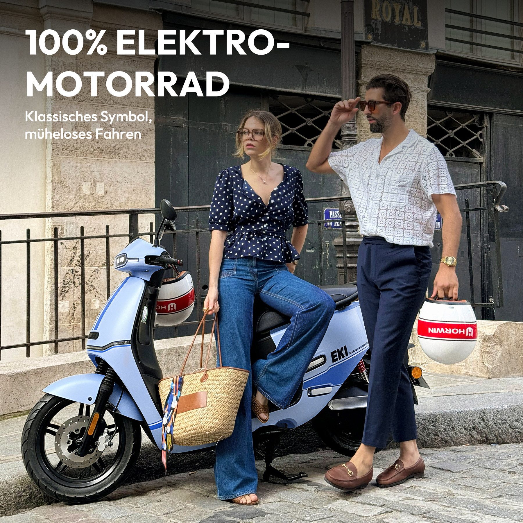 Vankel E-Motorroller EK1 Elektro-Roller mit Straßenzulassung 72V 36Ah, Bis zu 90km, 2800 W, 45 km/h, herausnehmbarem Akku, 3 Fahrmodi, USB/Type-C Ladeanschluss