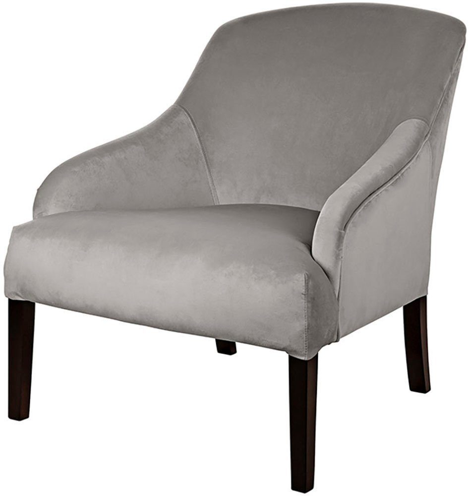 Fink Loungesessel Sessel, mit Buche Armlehnen, hellgrau schmalen schwarz grau | in massive hellgrau | Holzbeine