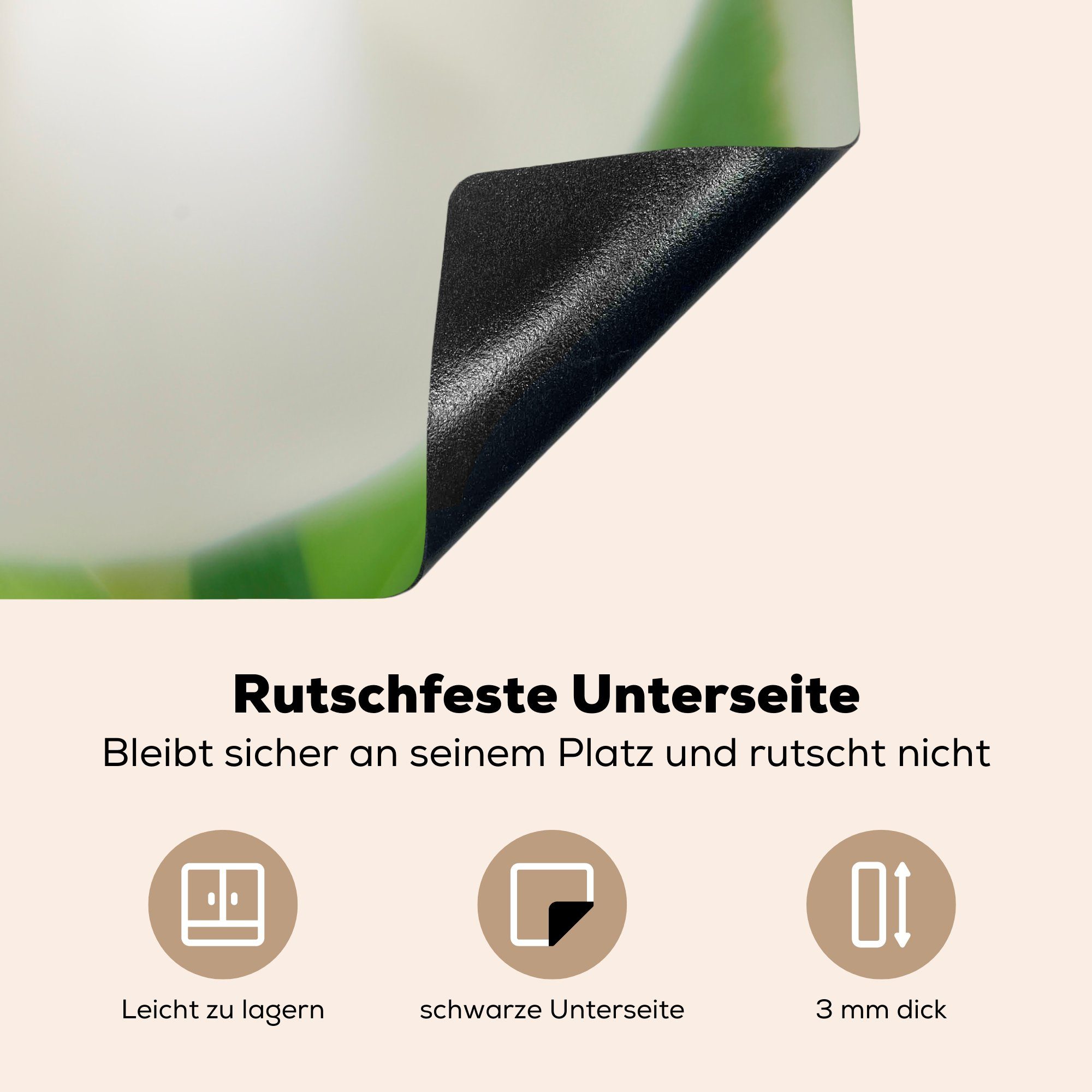 Tulpe, Vinyl, cm, weißen für Ceranfeldabdeckung, tlg), 78x78 einer Arbeitsplatte Nahaufnahme MuchoWow küche Herdblende-/Abdeckplatte (1