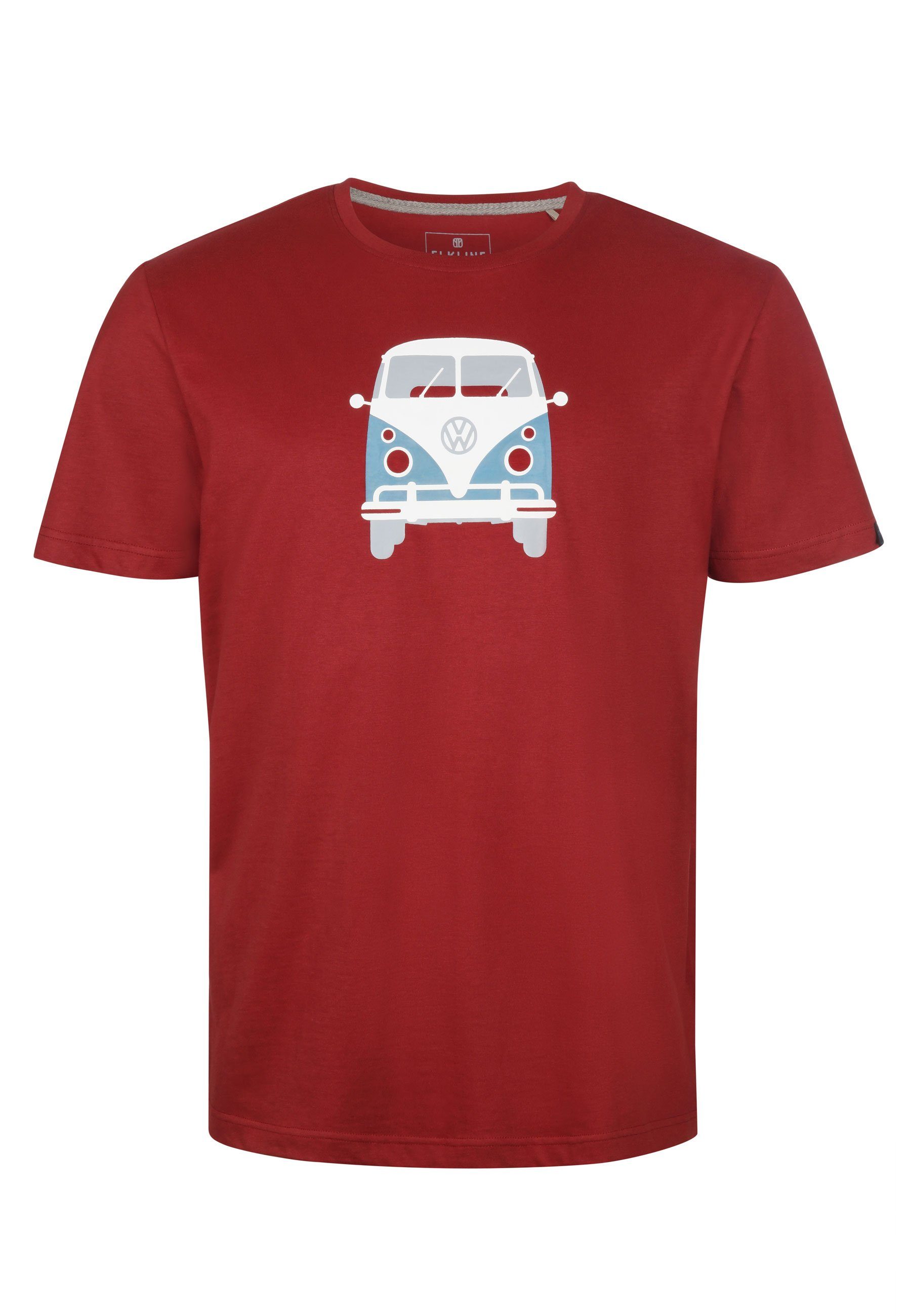 VW Bulli Print syrahred Brust Elkline Methusalem lizenzierter Rücken T-Shirt