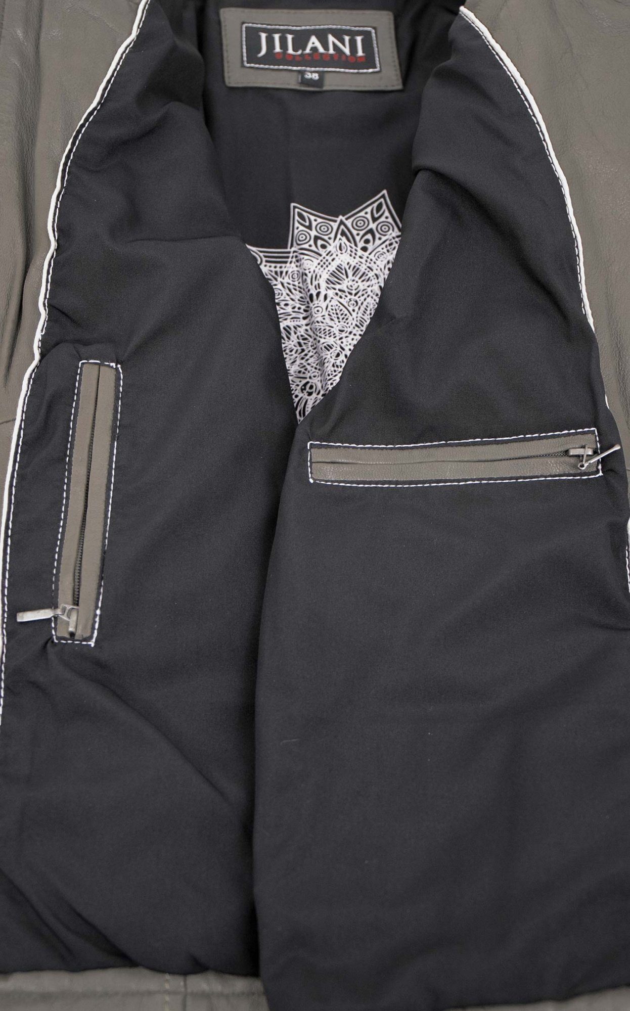 Jilani Lederjacke Laura-1 Jilani - Damen Lederjacke Lammnappa dark grey – Bild 5 von 5