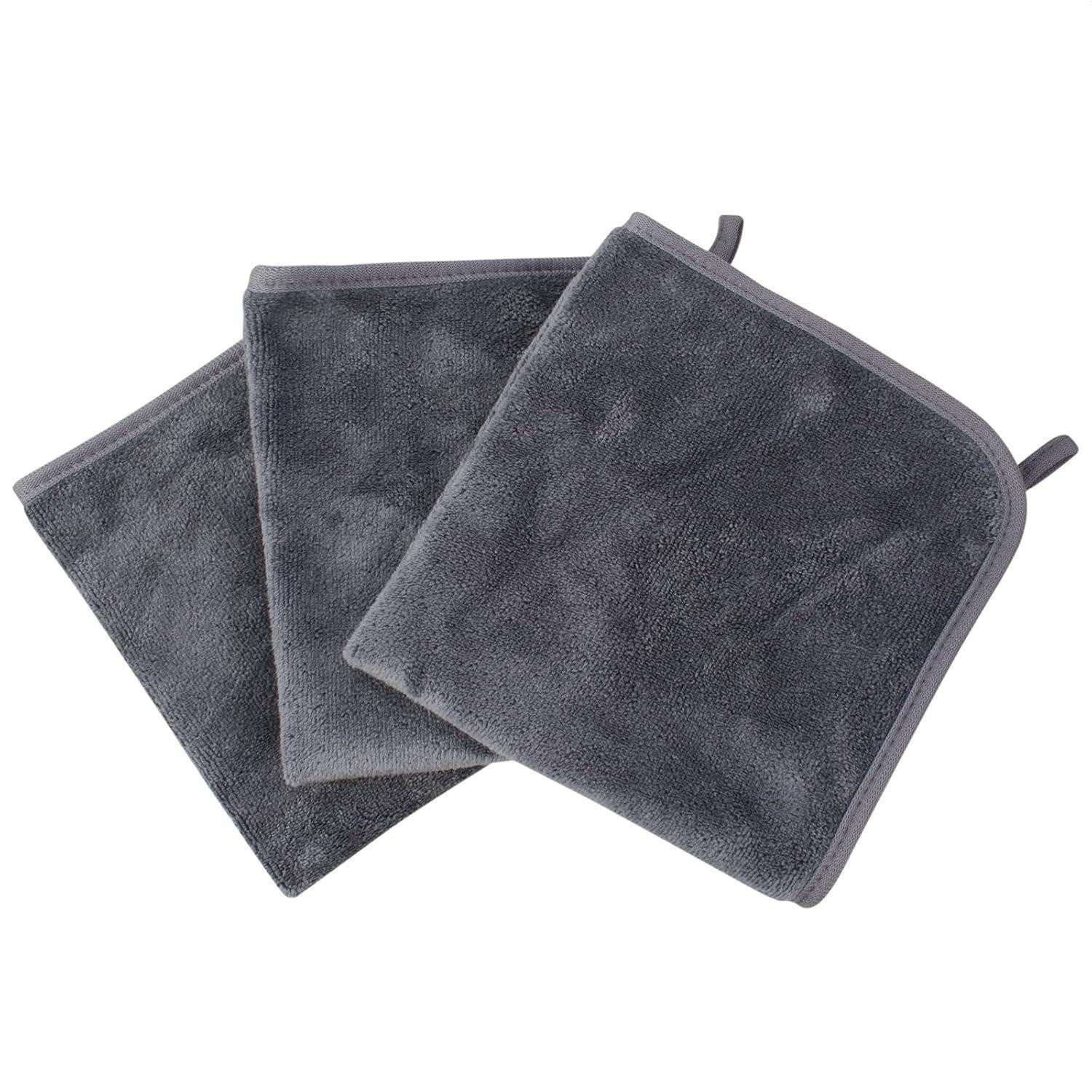 LuxusKollektion Gesichtsreinigungstücher Abschminktücher Mikrofaser waschbar Makeup Grau 30x30 cm (3er Pack)