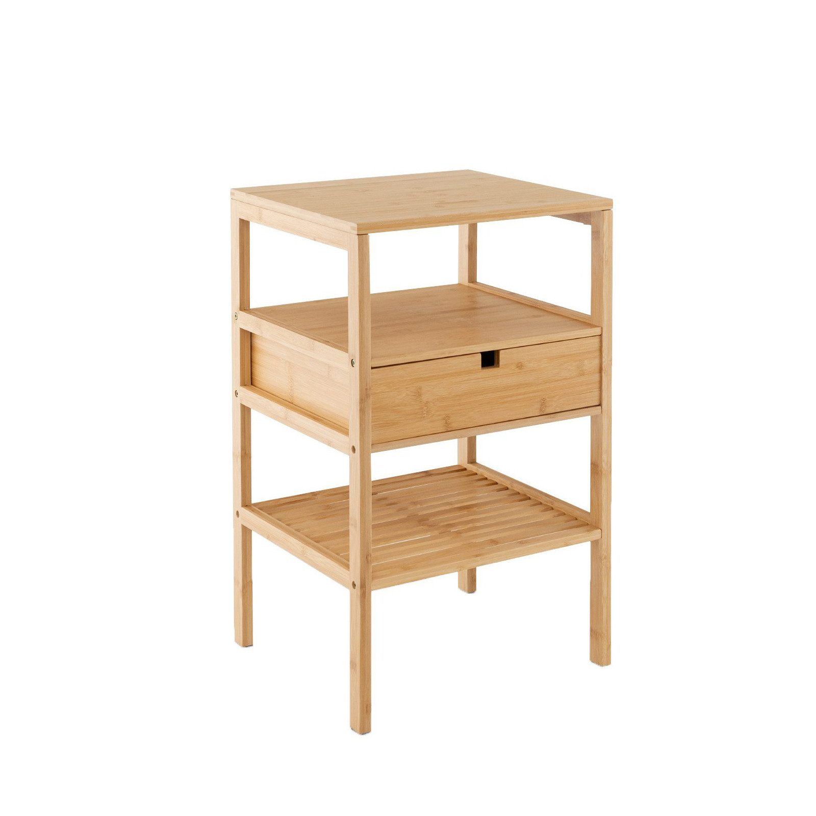 COSTWAY Nachttisch (1-St), mit 3-stufiges Lattenregal, Schublade, Bambus 40 günstig online kaufen