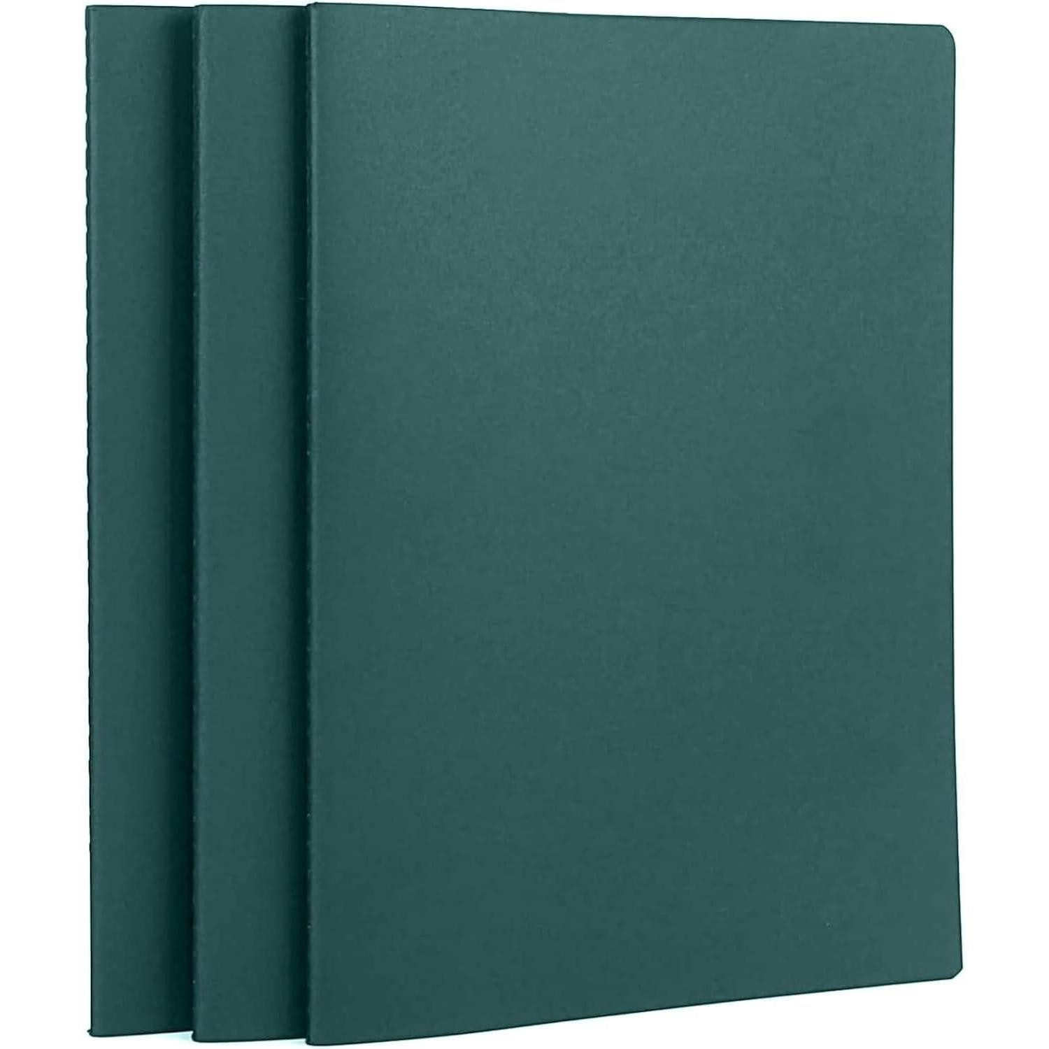 LuxusKollektion Notizbuch Notizblock A4 Kariert Dunkelgrün 3er Set